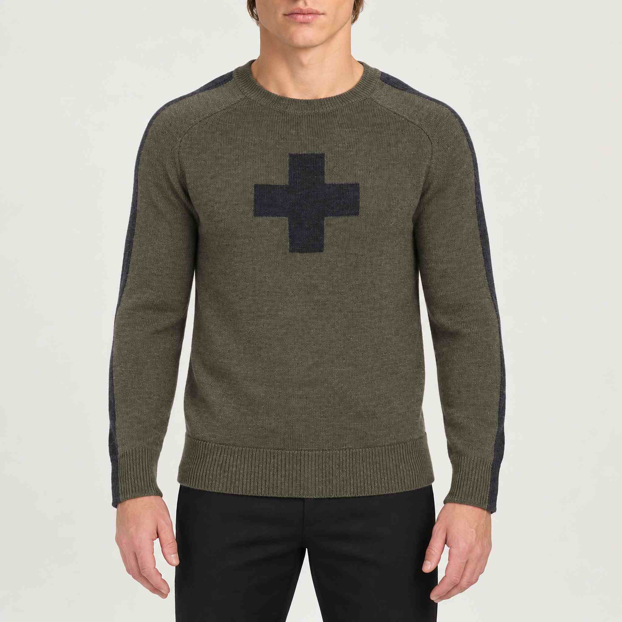 Geneva Sweater in Heather Forest in Heather Forest — 03 model front