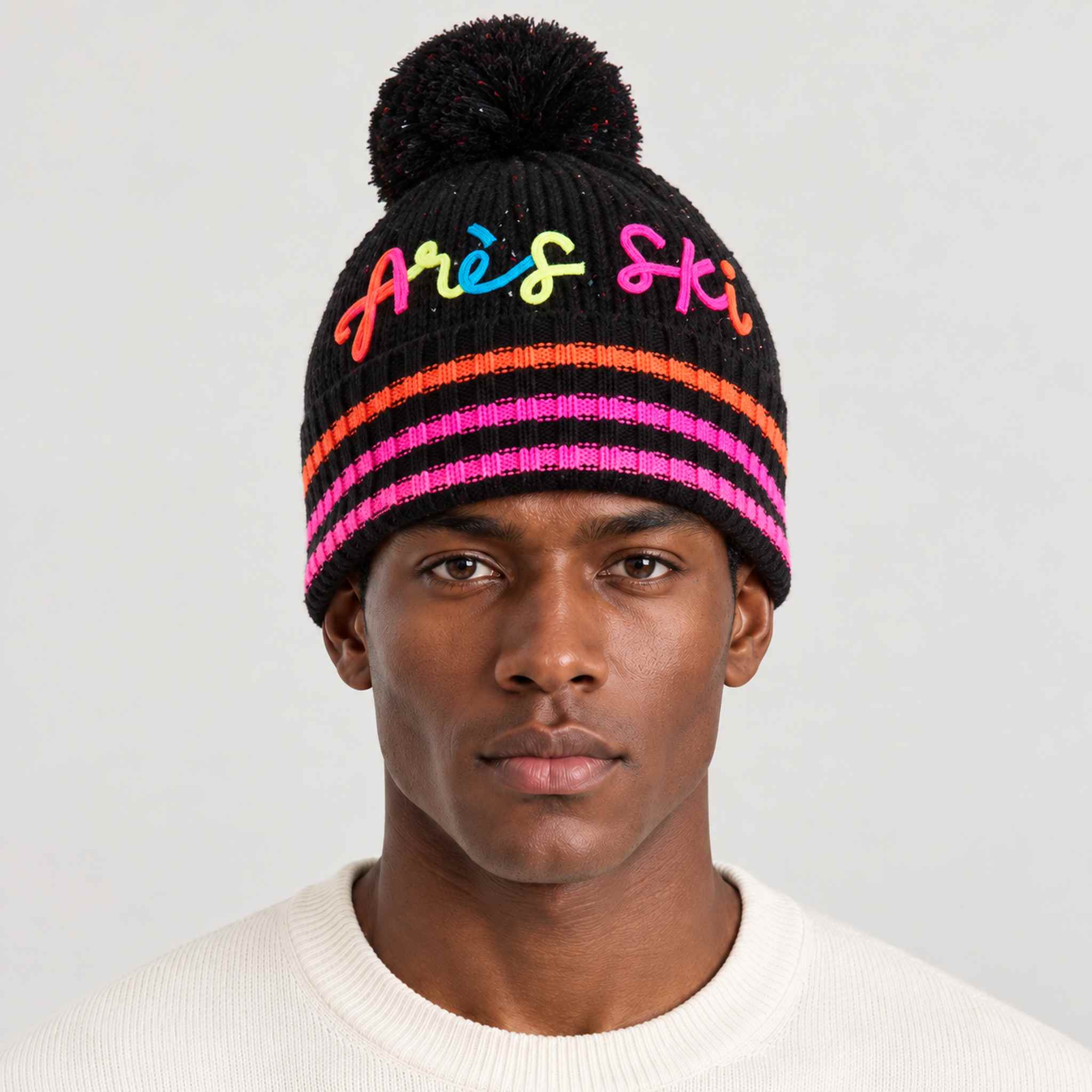 Apres Ski Beanie in Black / Pink Glo in Black Pink Glo — 03 mens front