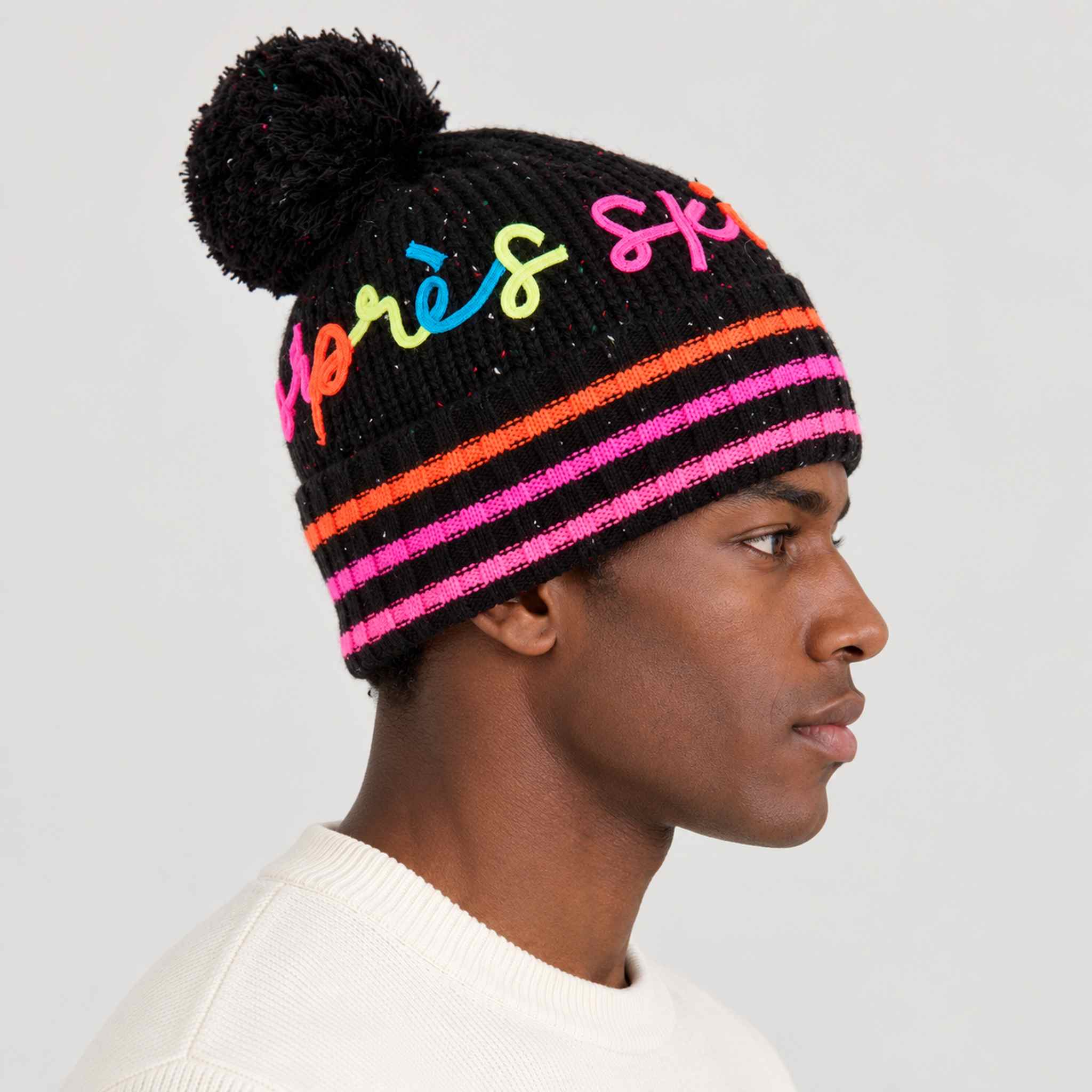 Apres Ski Beanie in Black / Pink Glo in Black Pink Glo — 05 mens side
