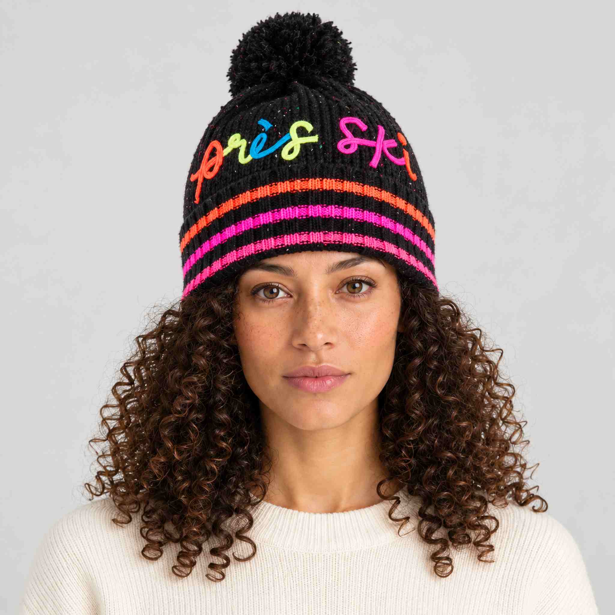 Apres Ski Beanie in Black / Pink Glo in Black Pink Glo — 06 womens front