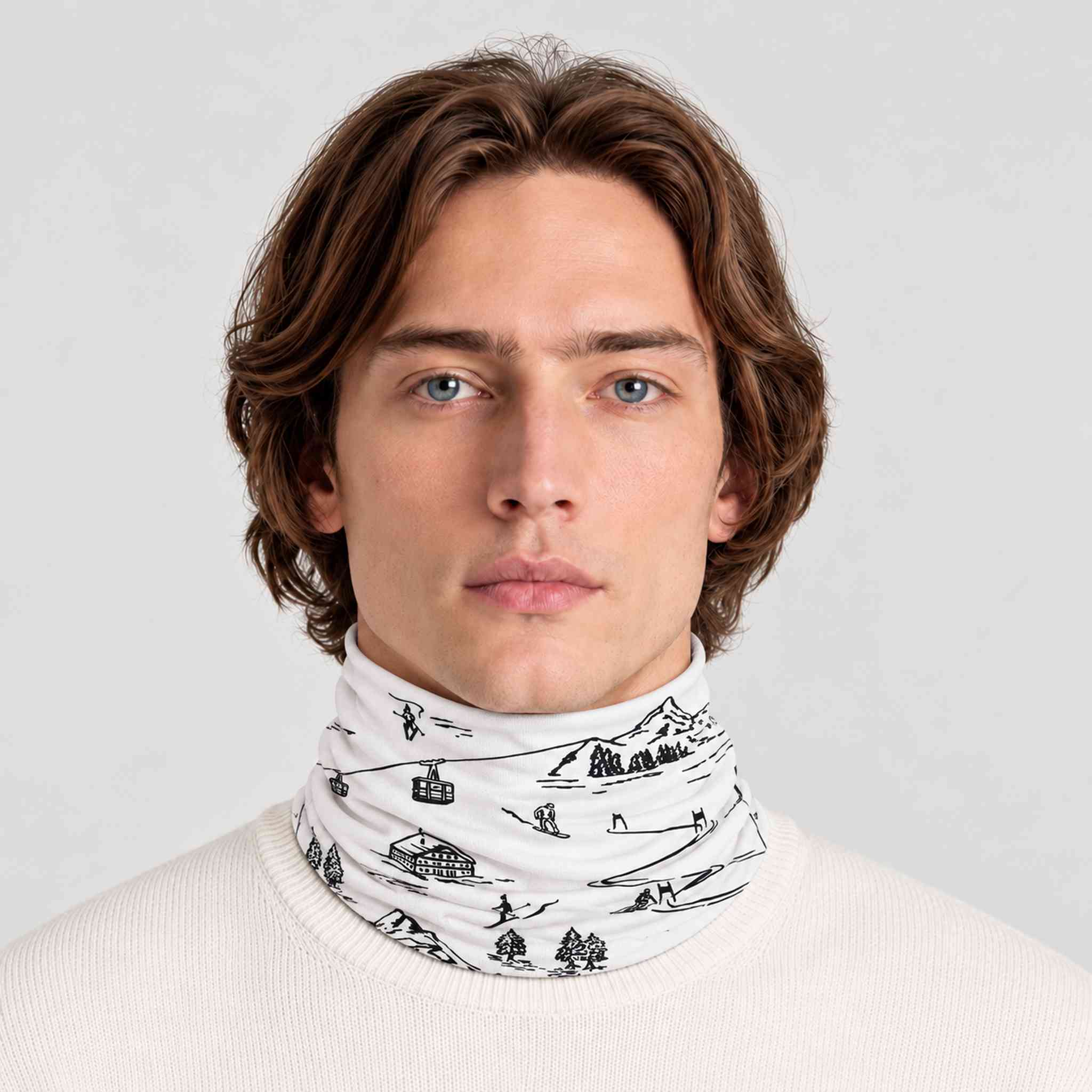 Drifter Neck Gaiter in White — 03 mens front