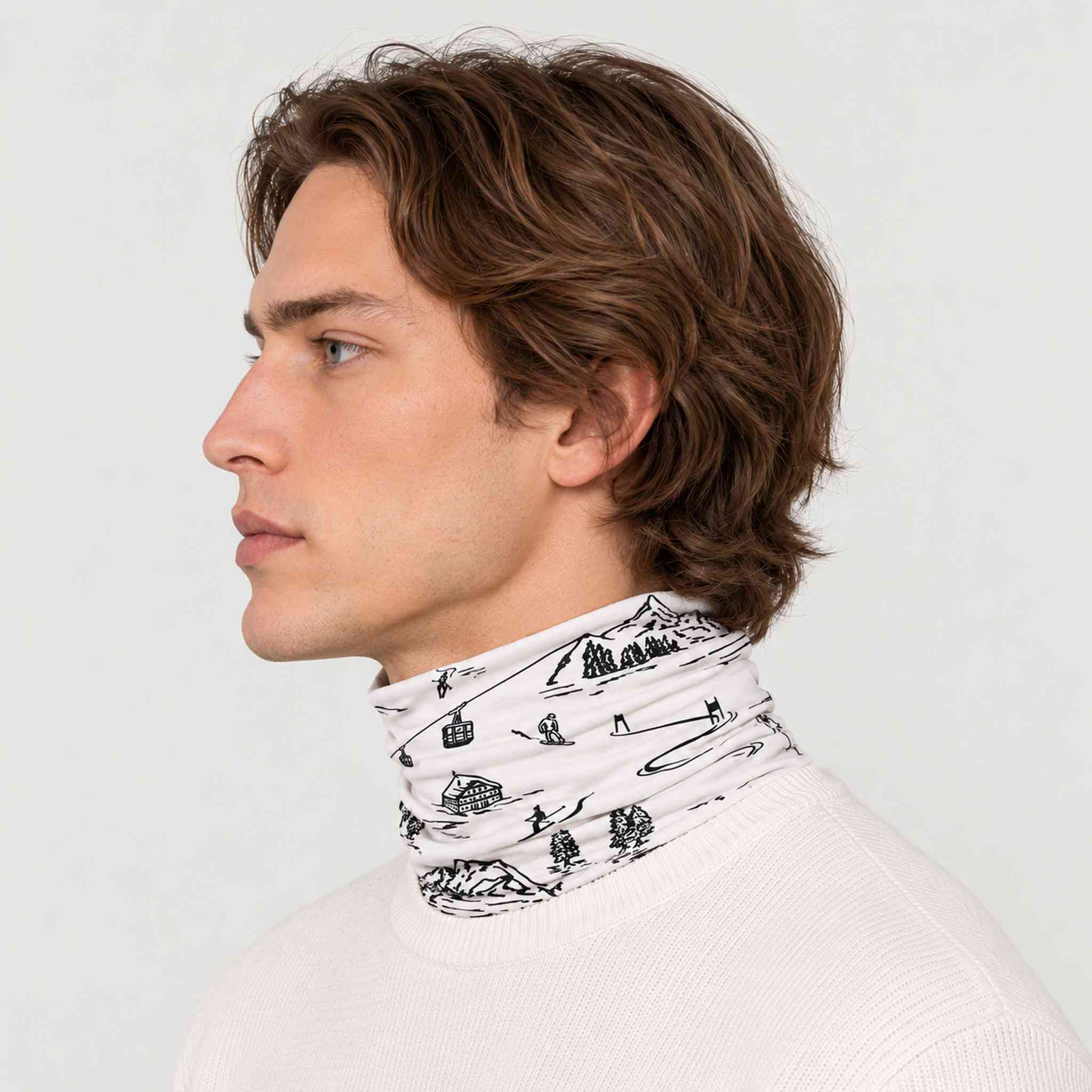 Drifter Neck Gaiter in White — 05 mens side