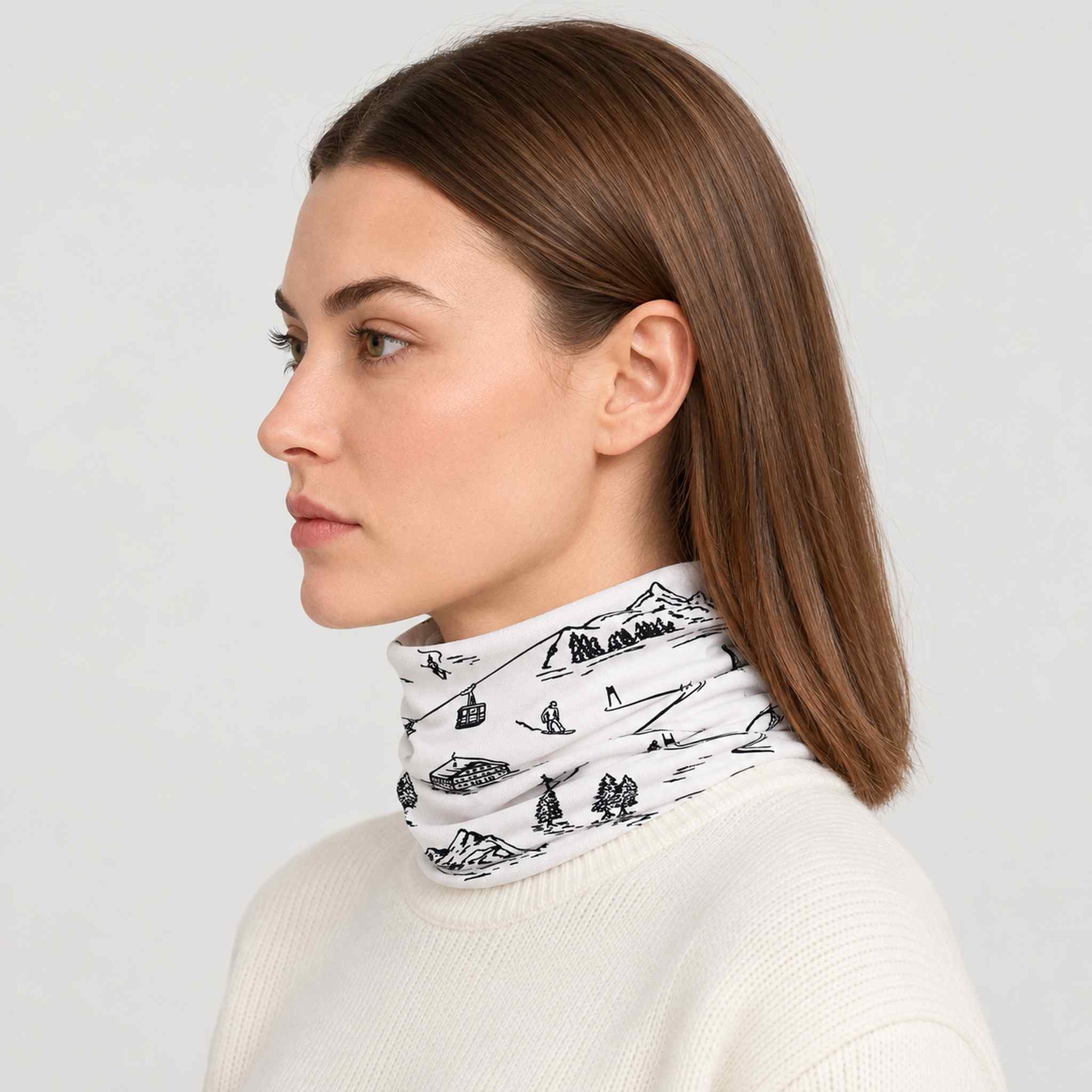 Drifter Neck Gaiter in White — 08 womens side