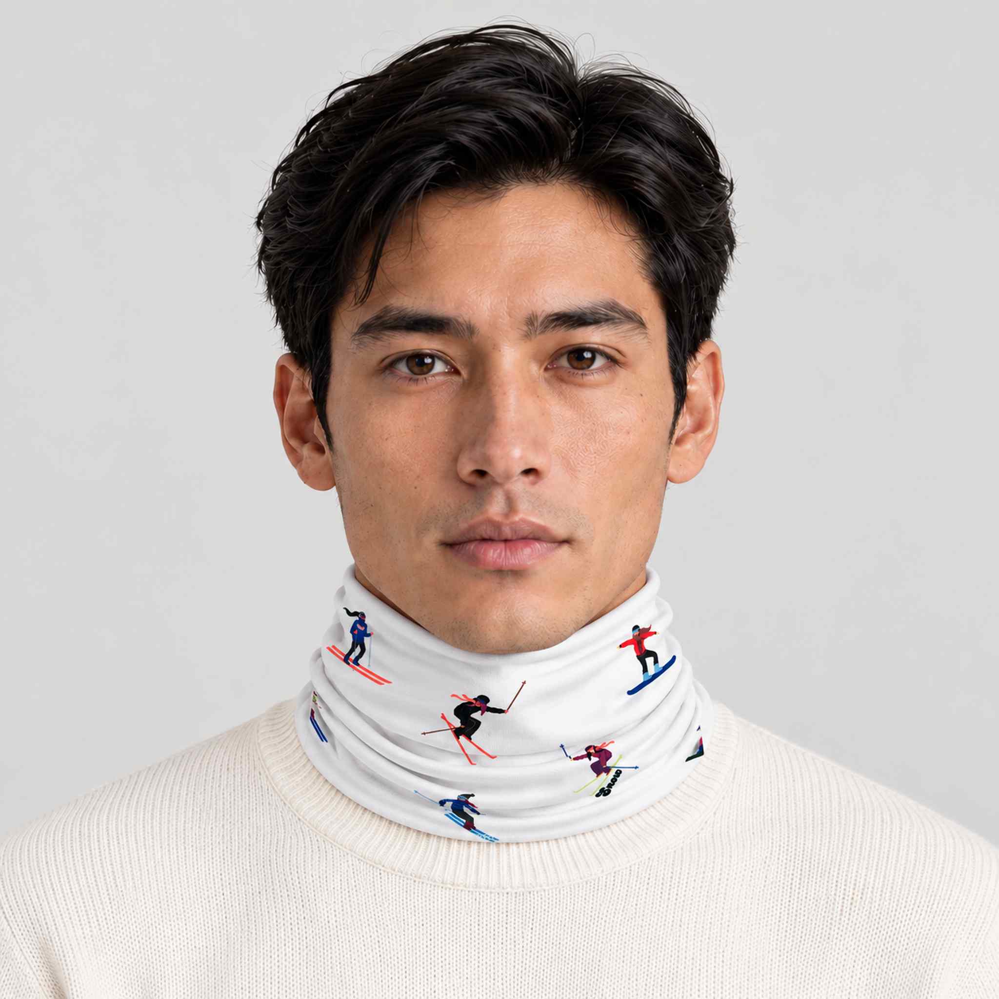 Multi Skiers Neck Gaiter in White in White — 03 mens front