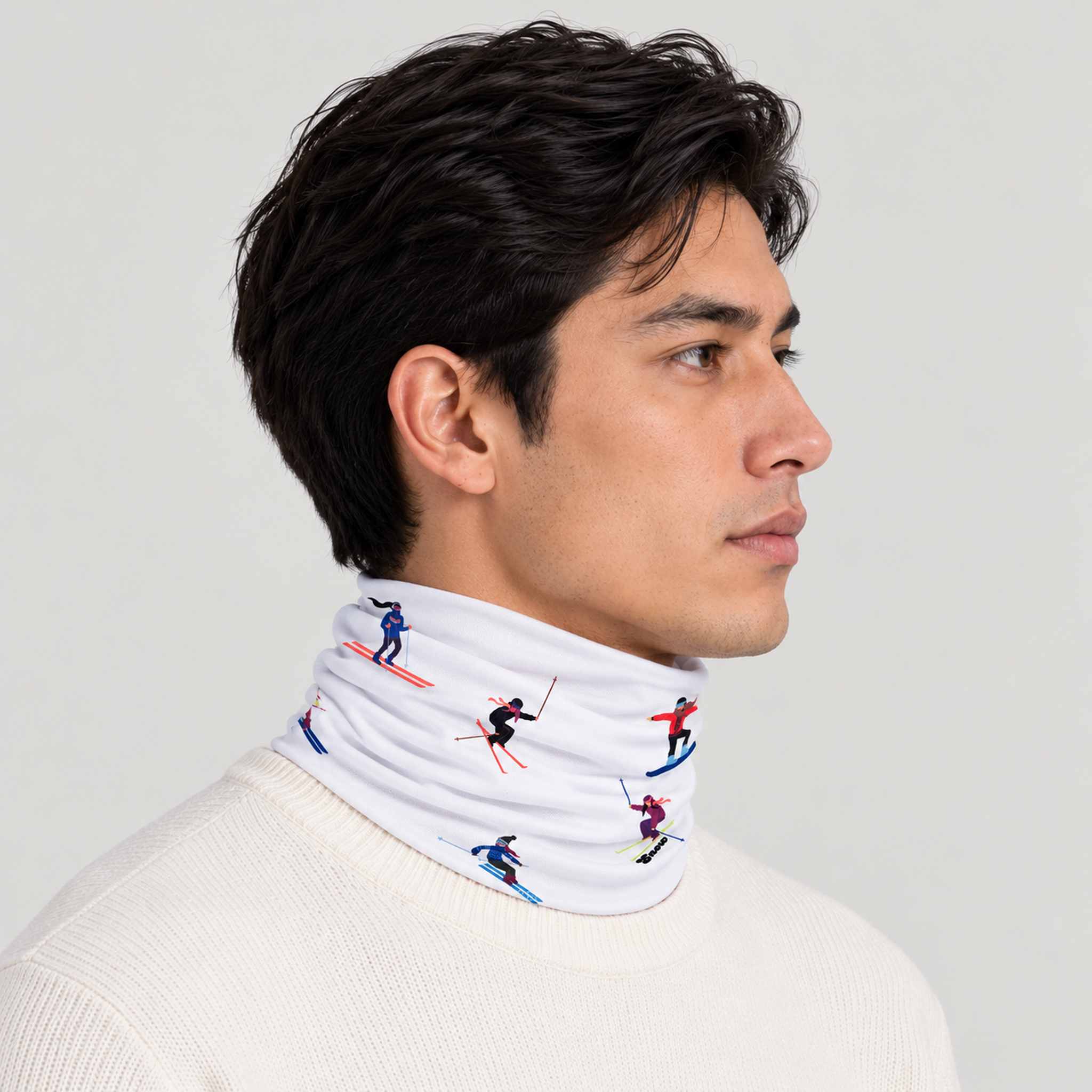 Multi Skiers Neck Gaiter in White in White — 05 mens side
