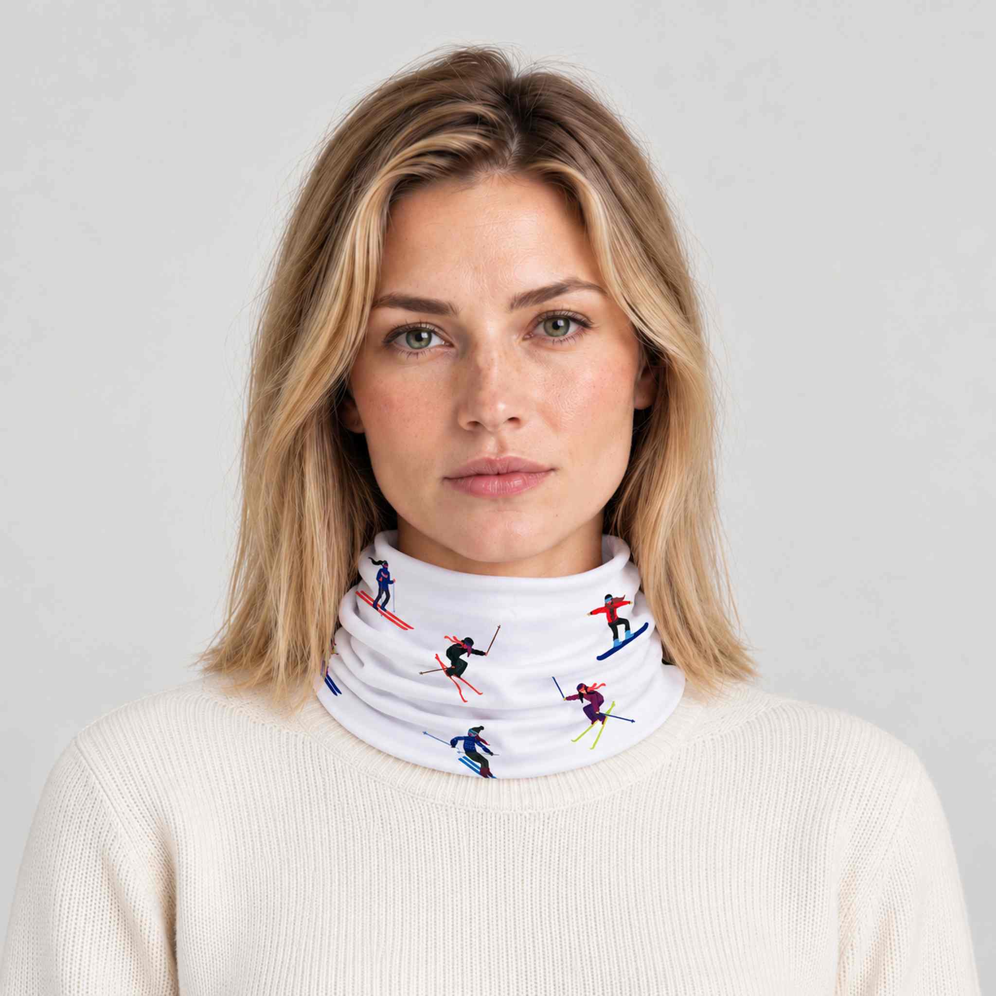 Multi Skiers Neck Gaiter in White in White — 06 womens front