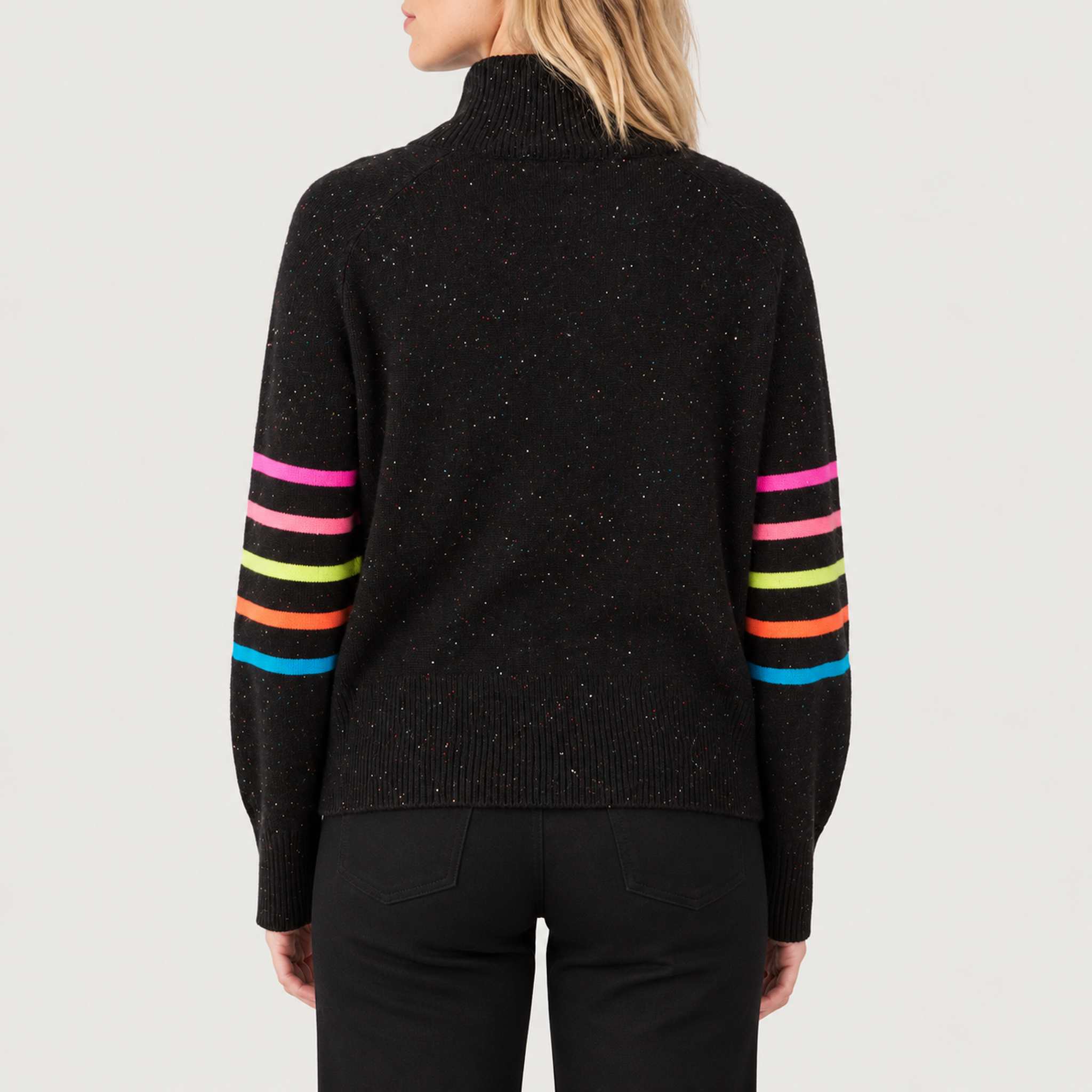 Krimson Klover Apres Sweater in Black / Pink Glo in Black Pink Glo, model back