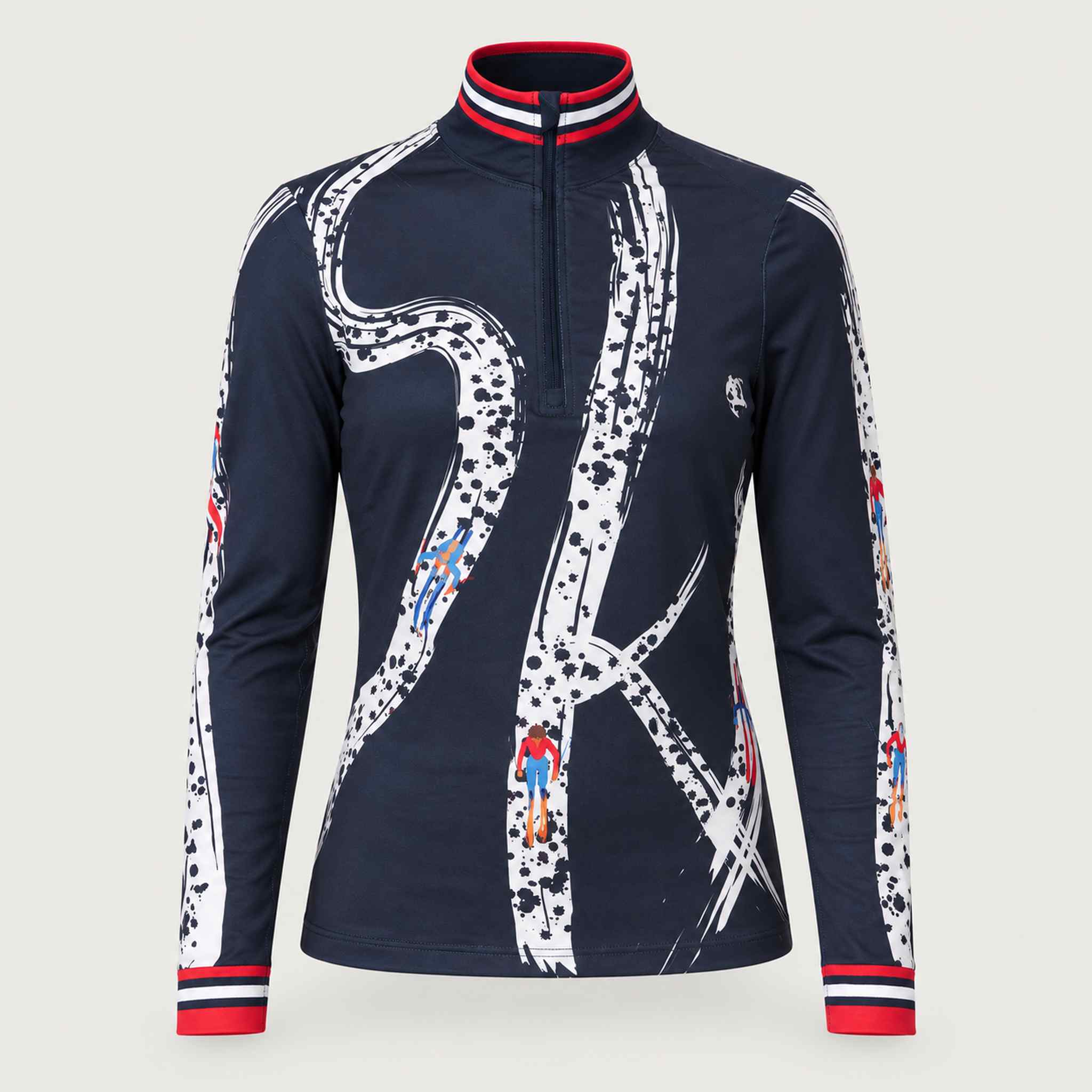 Ariel Ski Quarter Zip in Navy Red — 01 front