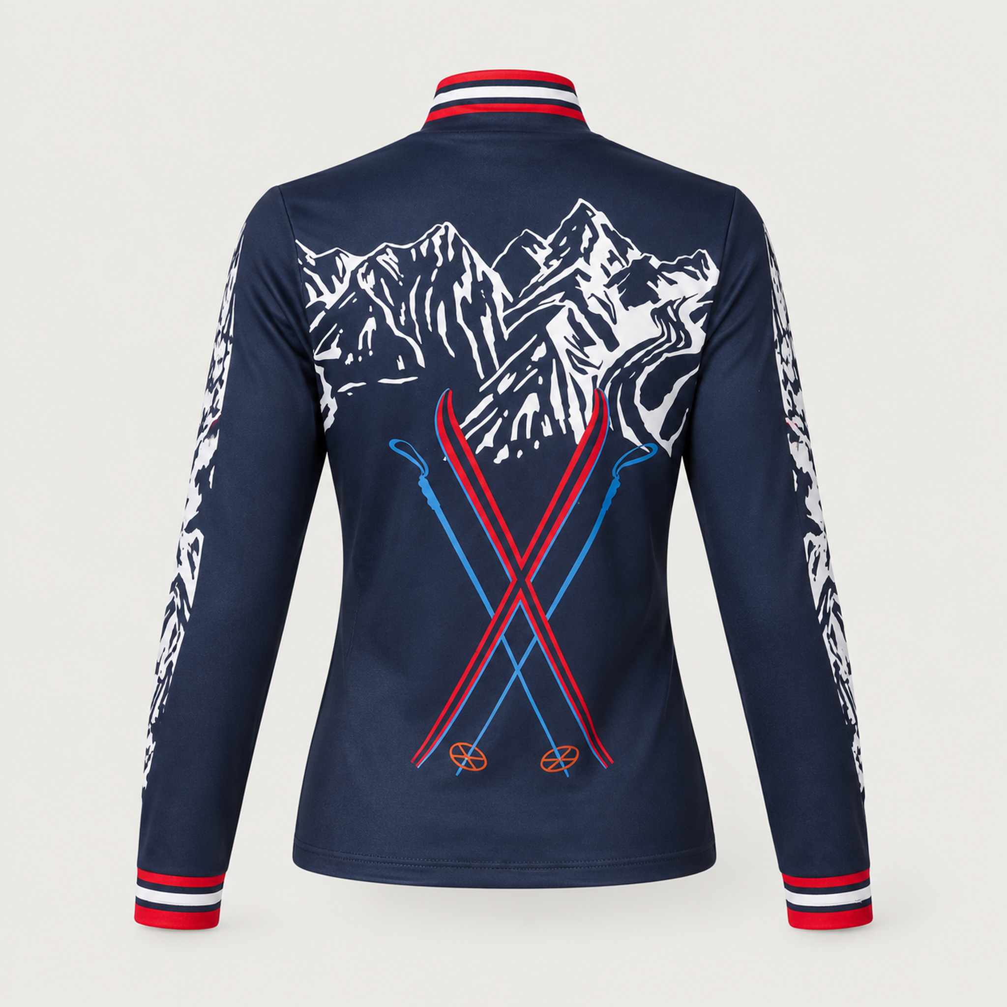 Ariel Ski Quarter Zip in Navy Red — 02 back