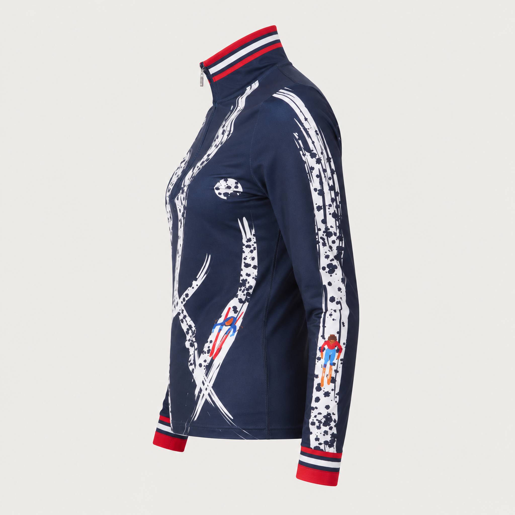Ariel Ski Quarter Zip in Navy Red — 06 side