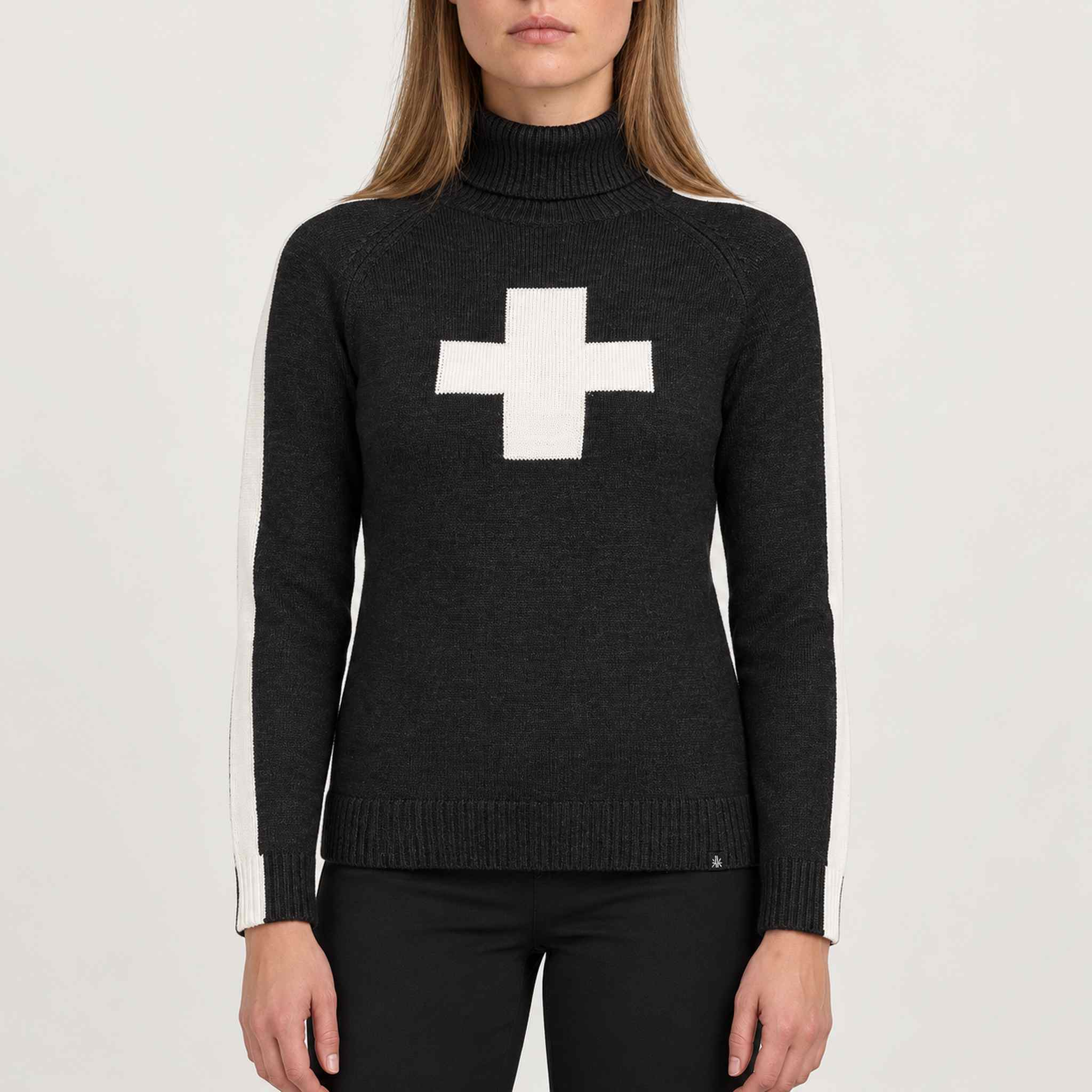 Krimson Klover Geneva Sweater in Black in Heather Black, model front