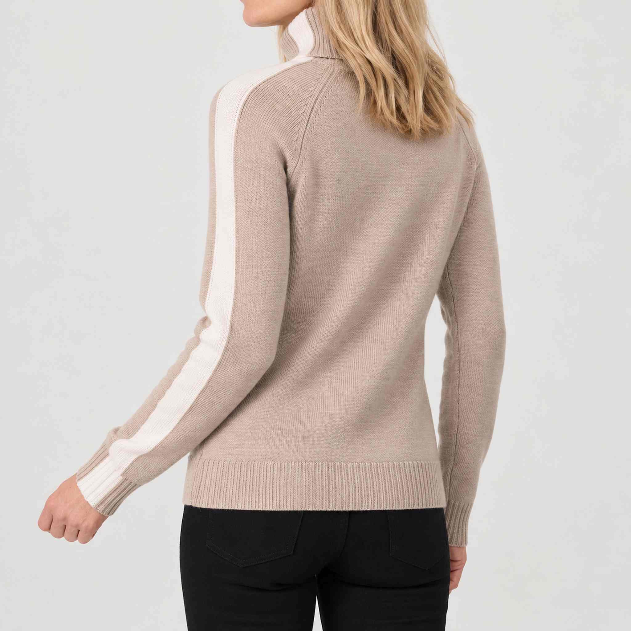 Krimson Klover Geneva Sweater in Heather Oat in Heather Oat, model back