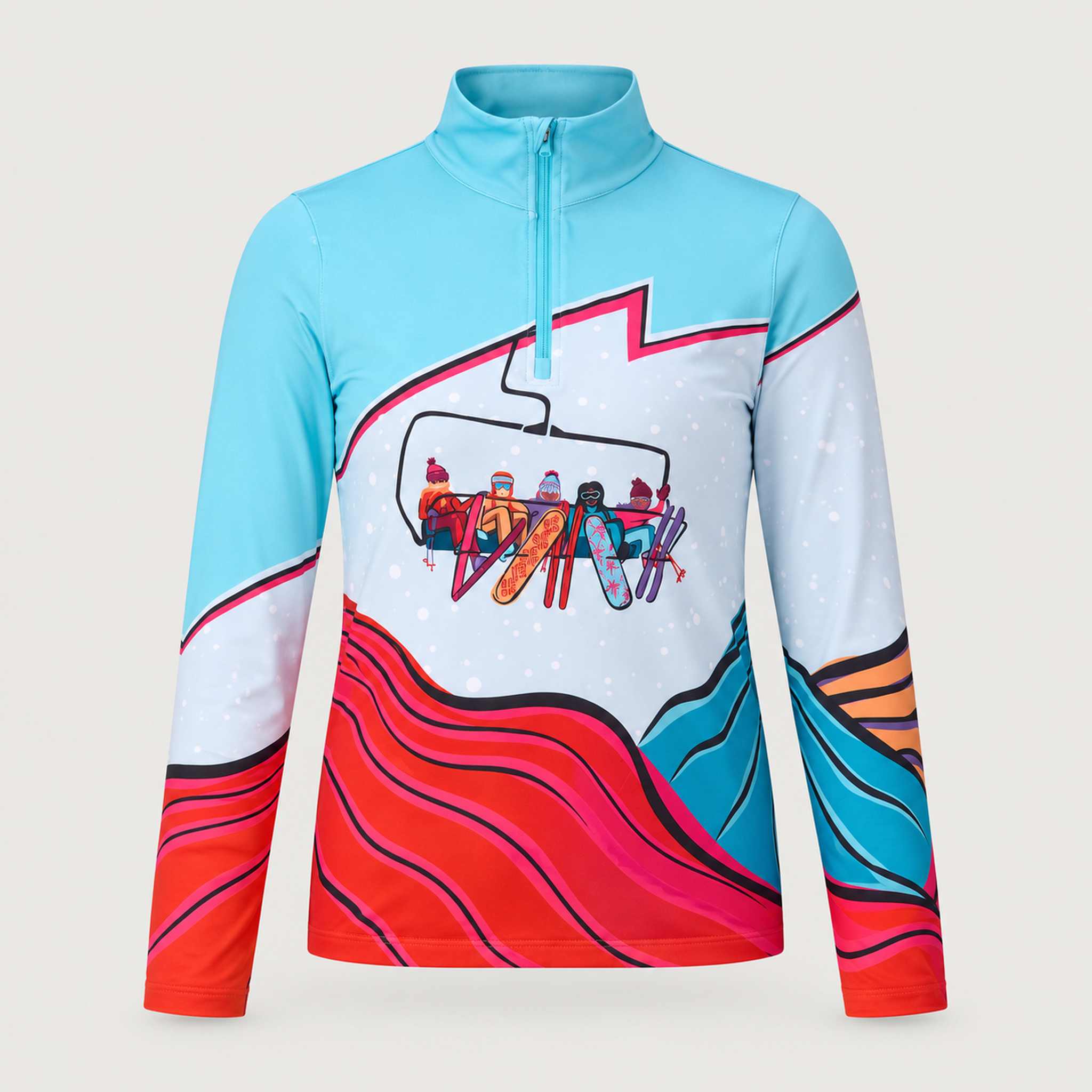 Girl’s Trip Quarter Zip in Teal Blue — 01 front