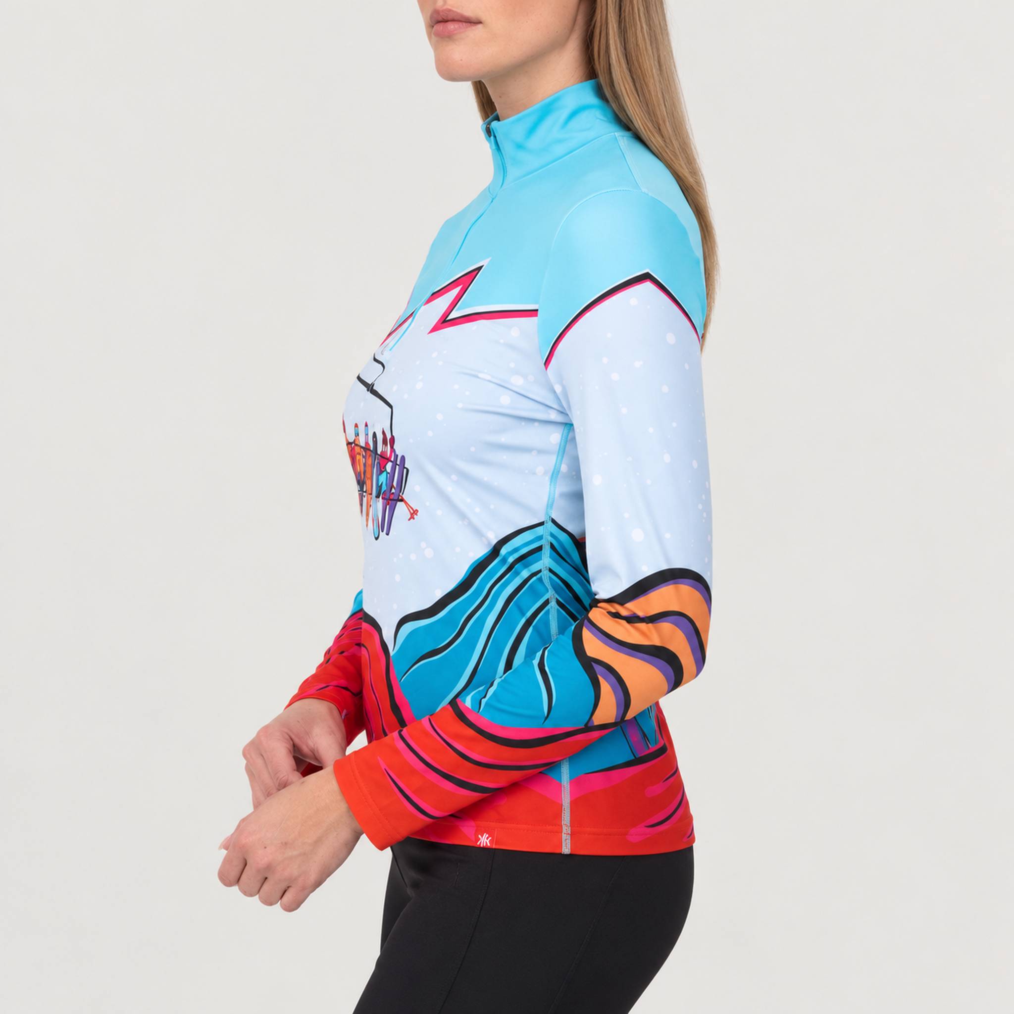 Girl’s Trip Quarter Zip in Teal Blue — 05 model side