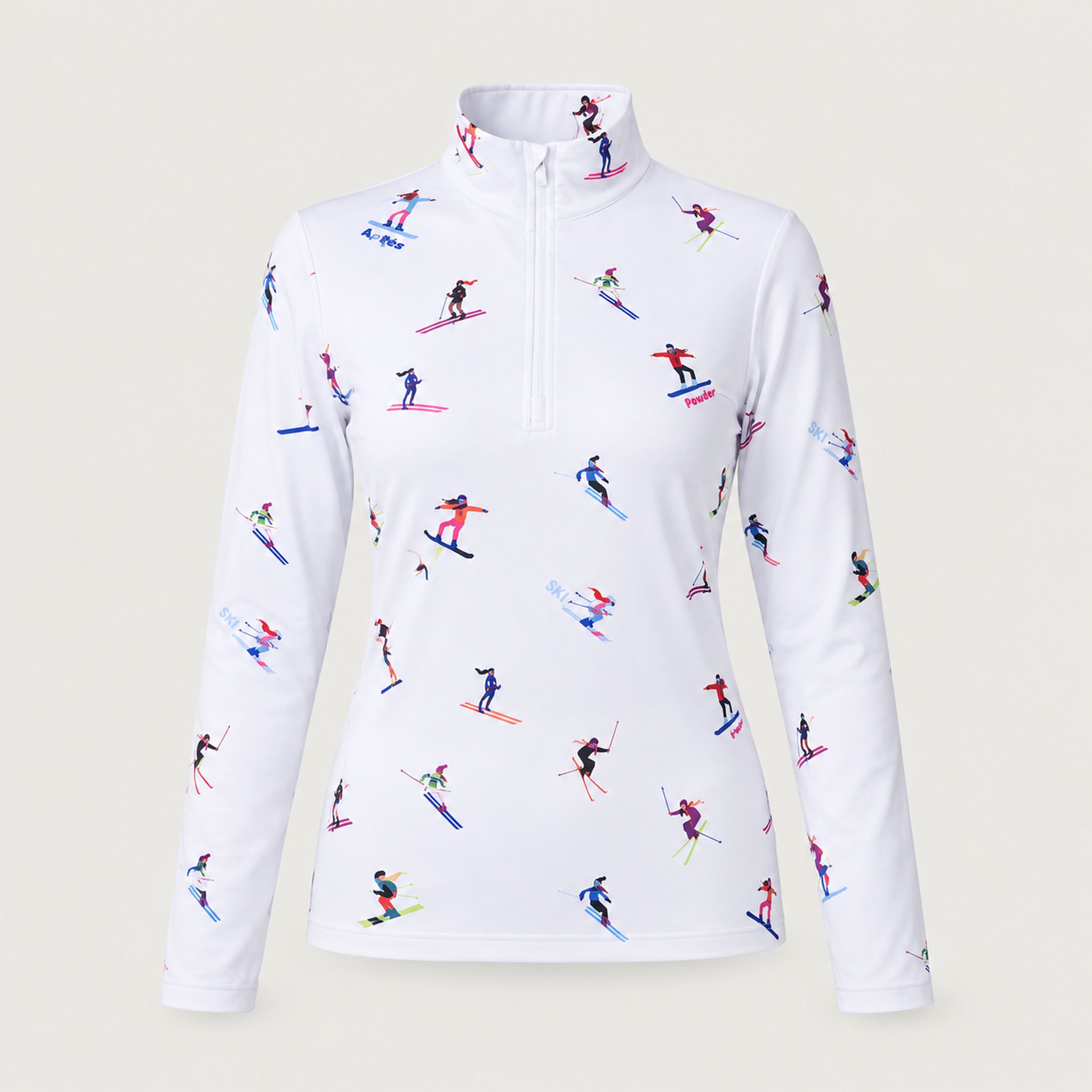 Multi Skiers Quarter Zip in White in White — 01 front