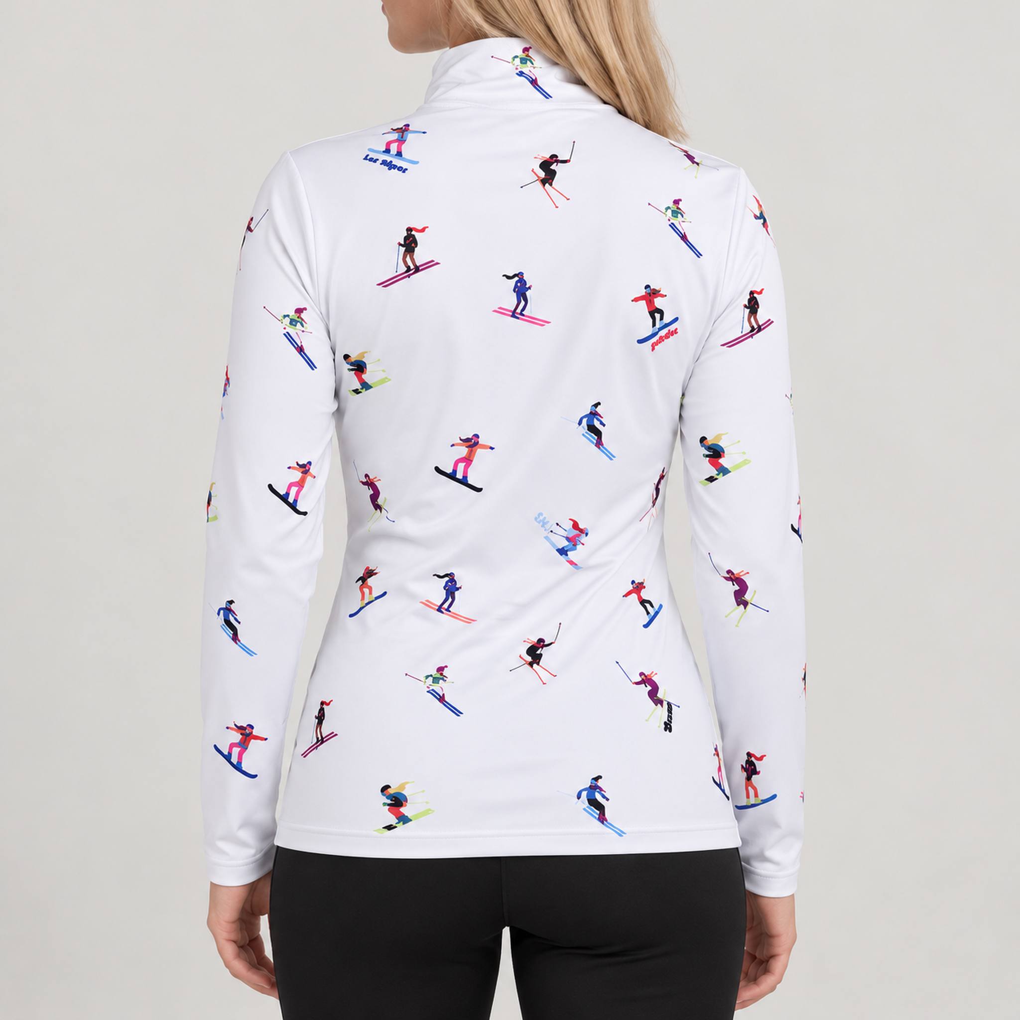 Multi Skiers Quarter Zip in White in White — 04 model back