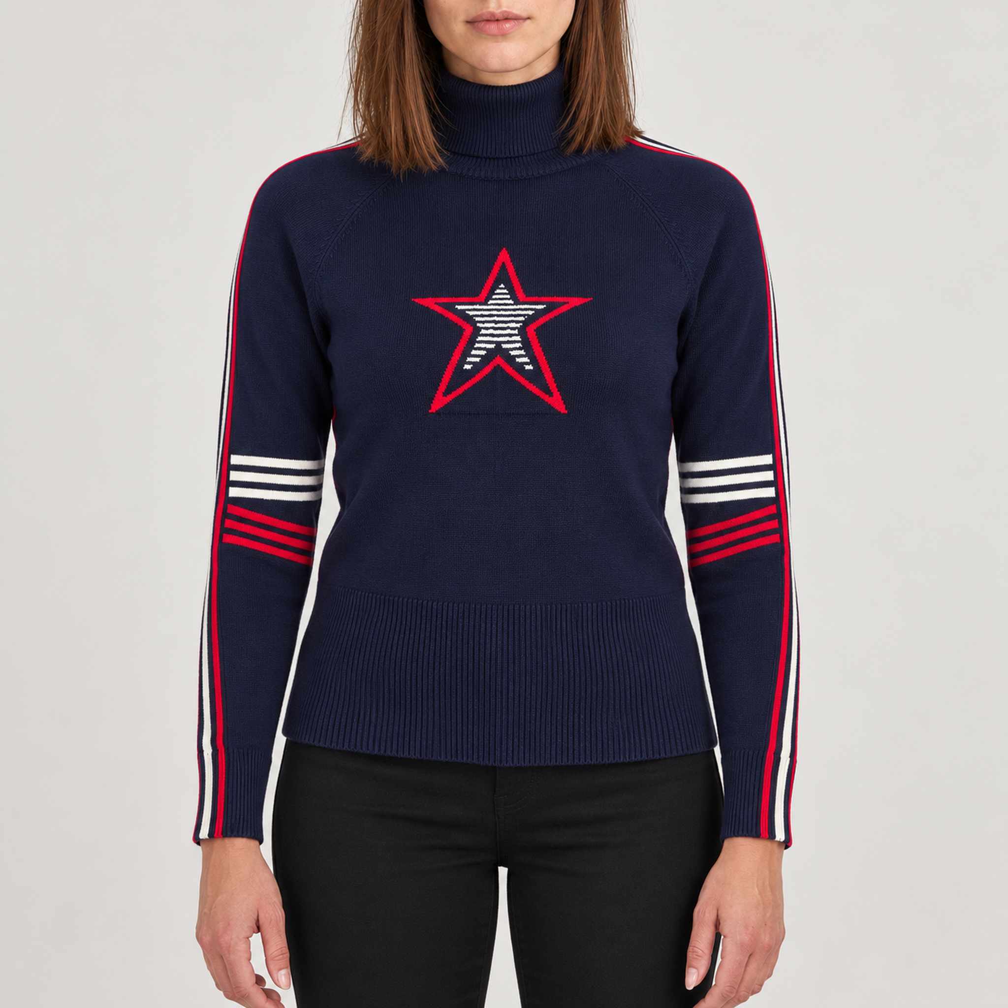 Krimson Klover Olympia Sweater in Navy in Navy, model front