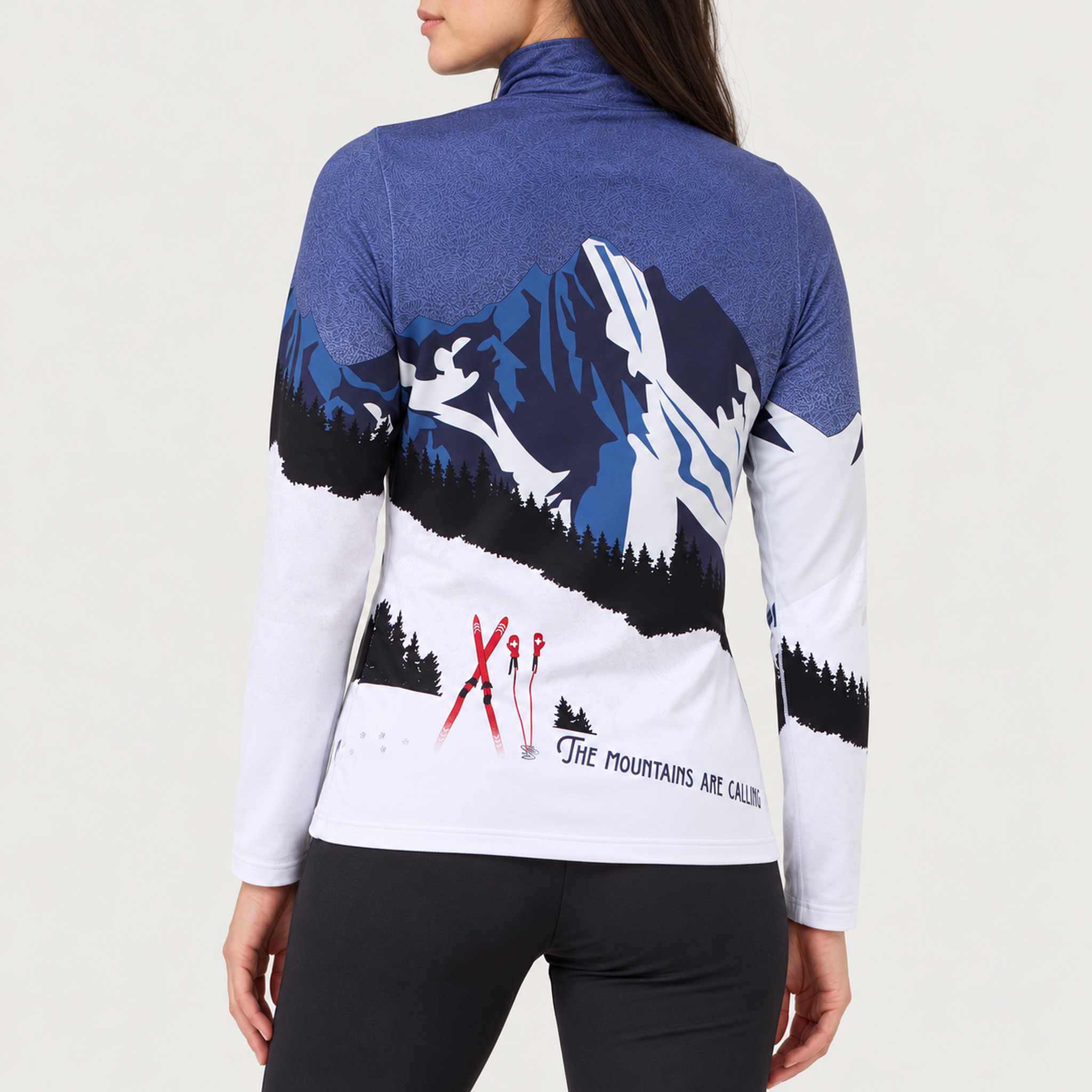 Powder Hound Quarter Zip in Navy — 04 model back