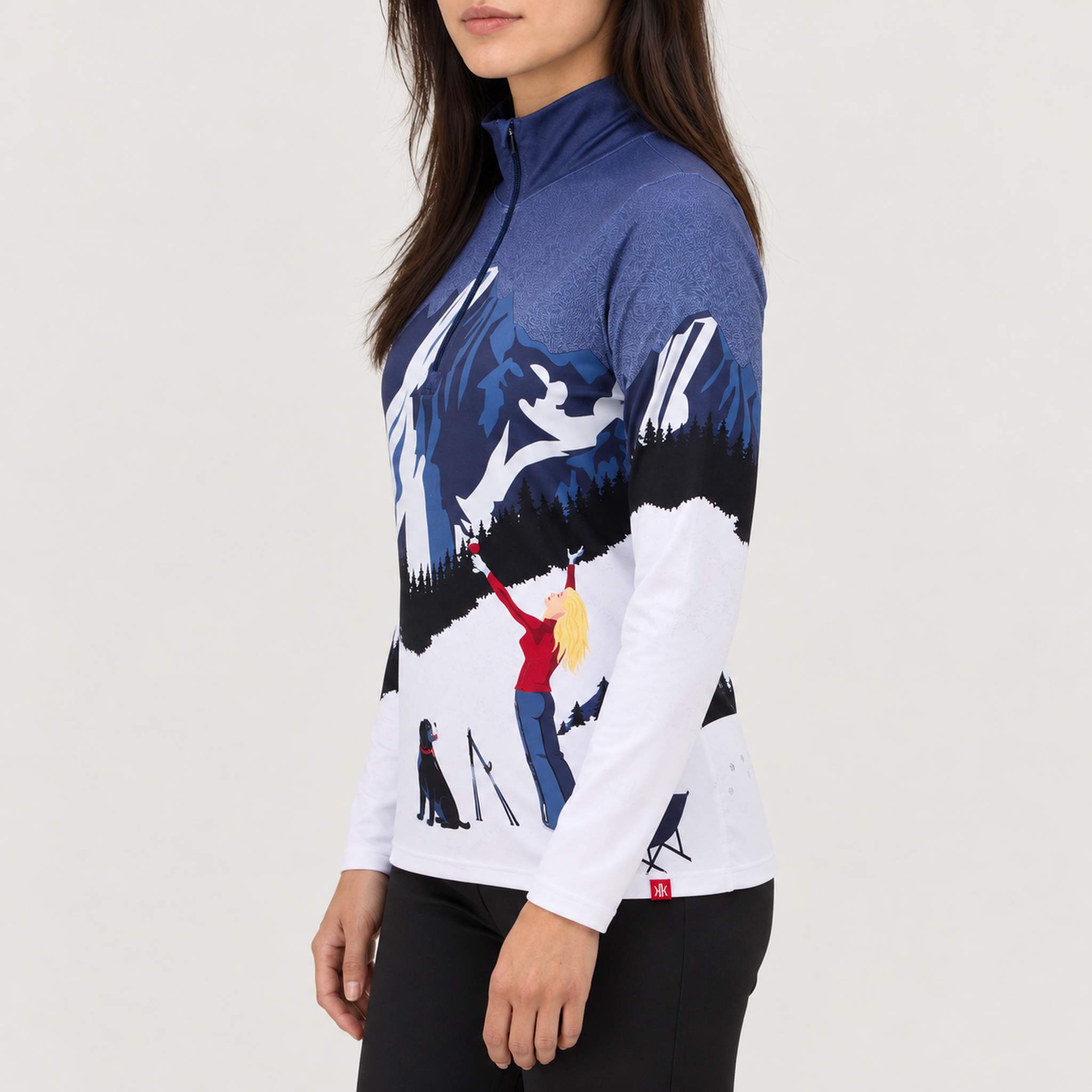 Powder Hound Quarter Zip in Navy — 05 model side