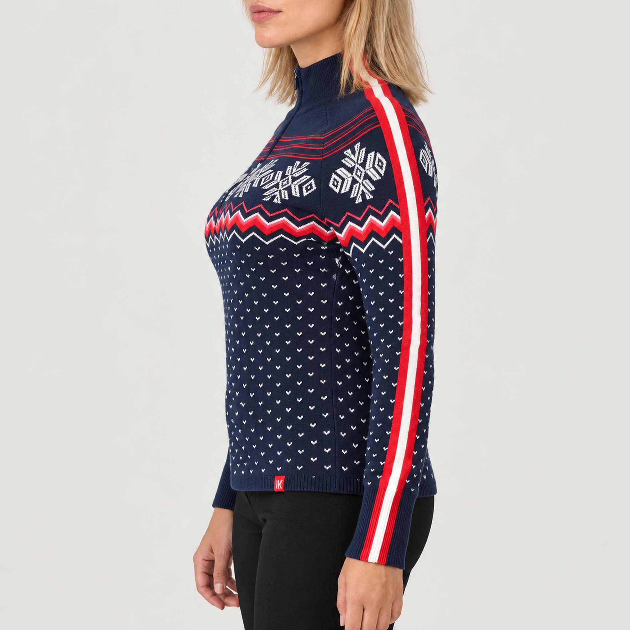 Krimson Klover Snowhut Sweater in Navy in Navy, model side