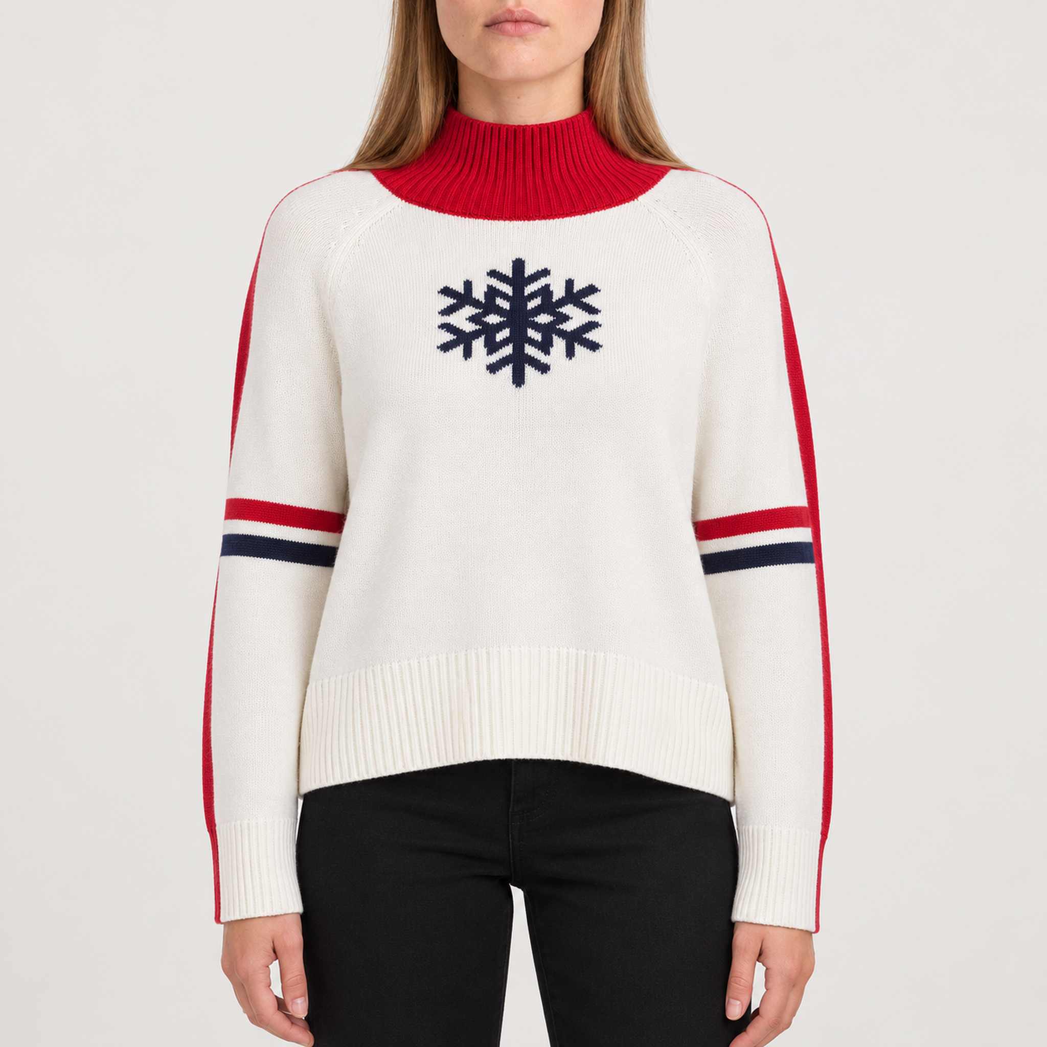 Krimson Klover Wren Snowflake Sweater in Snow Navy, model front