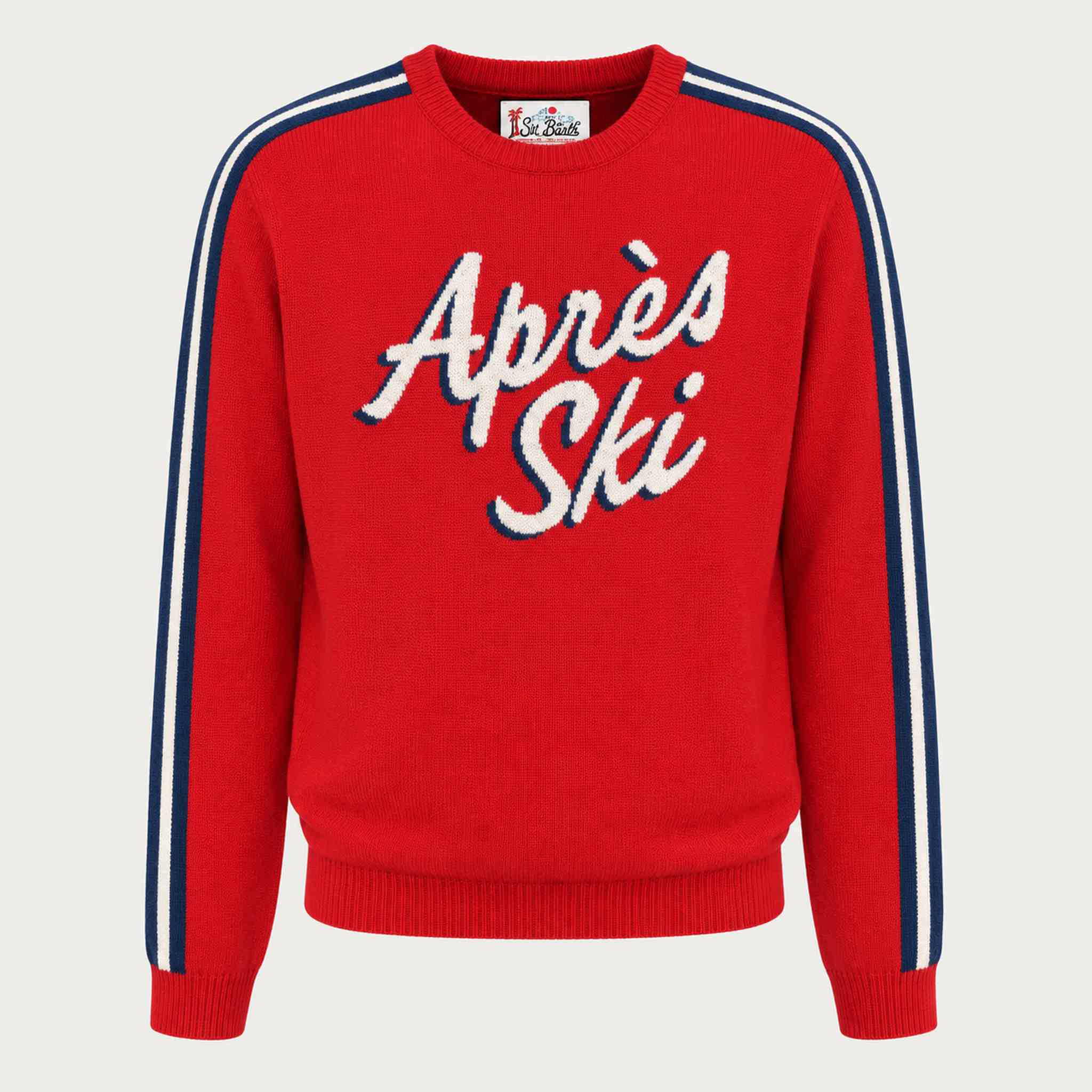 MC2 Saint Barth mens apres ski stripes sweater in red - product front