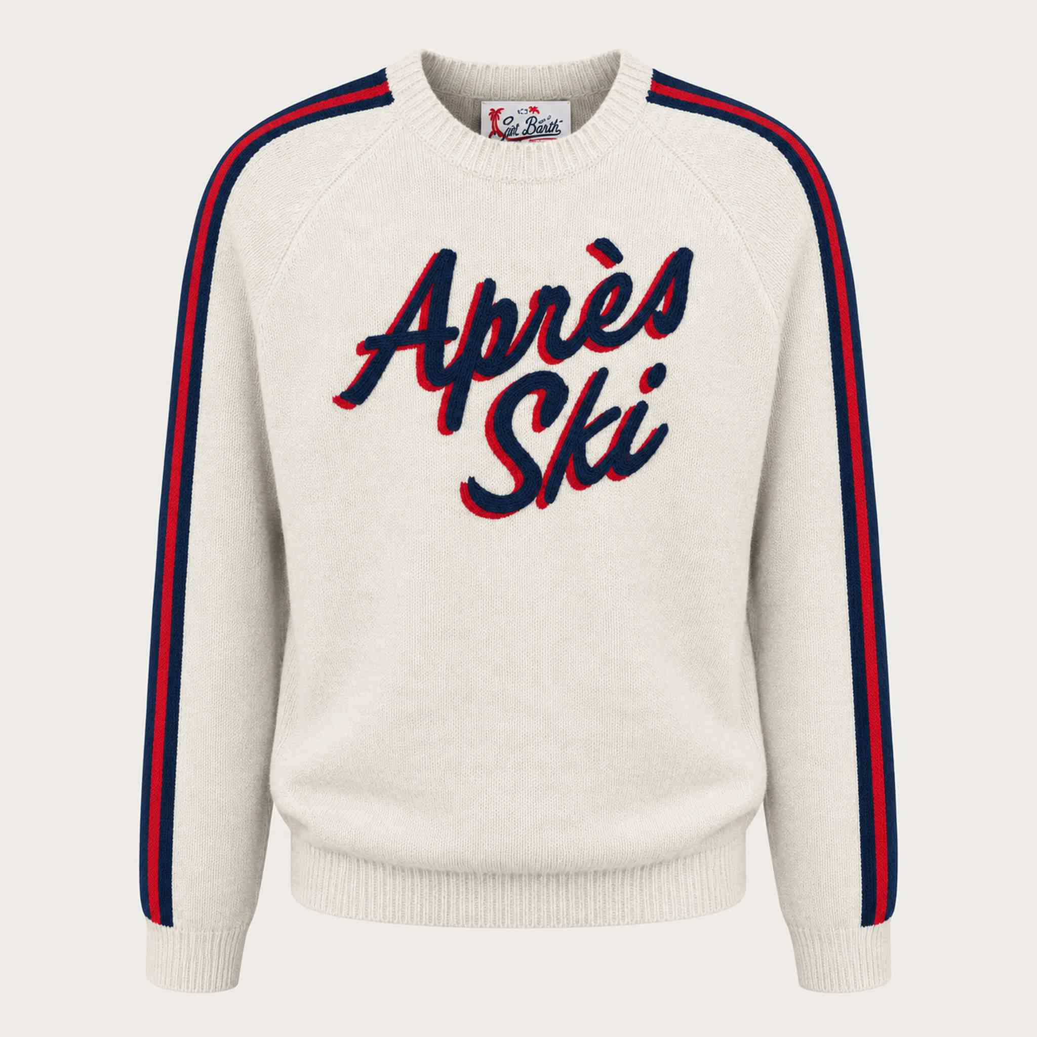 MC2 Saint Barth mens apres ski stripes sweater in white - product front