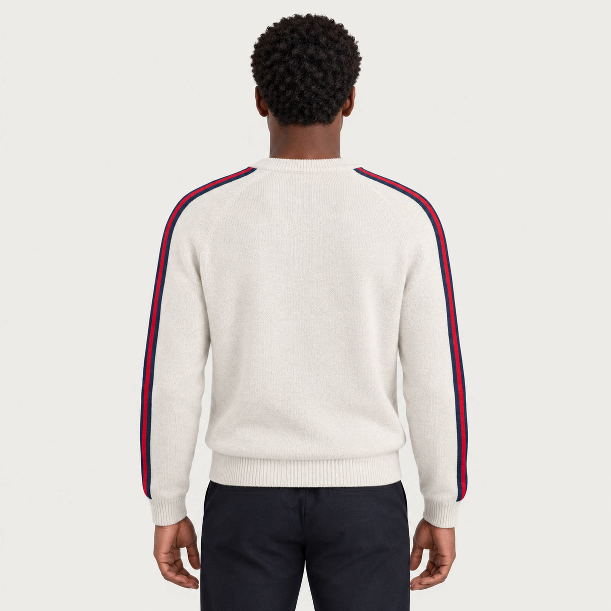MC2 Saint Barth mens apres ski stripes sweater in white - model back
