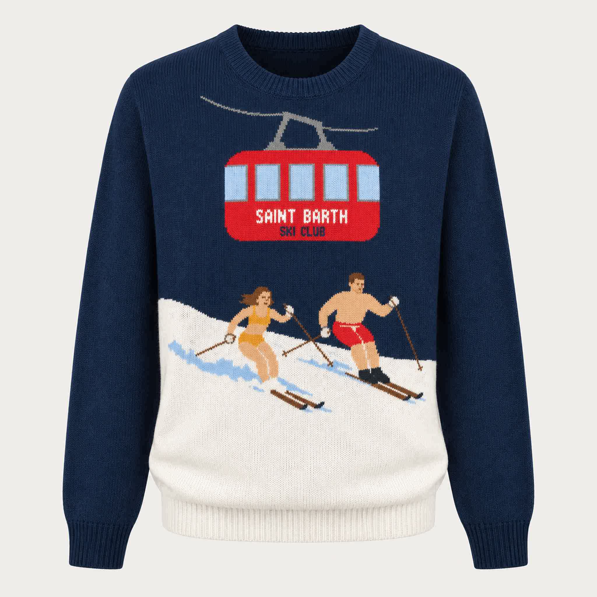 MC2 Saint Barth mens cable ski couple sweater in navy - product front