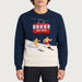 MC2 Saint Barth mens cable ski couple sweater in navy - model front
