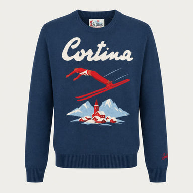 MC2 Saint Barth mens cortina ski jump sweater in navy - product front