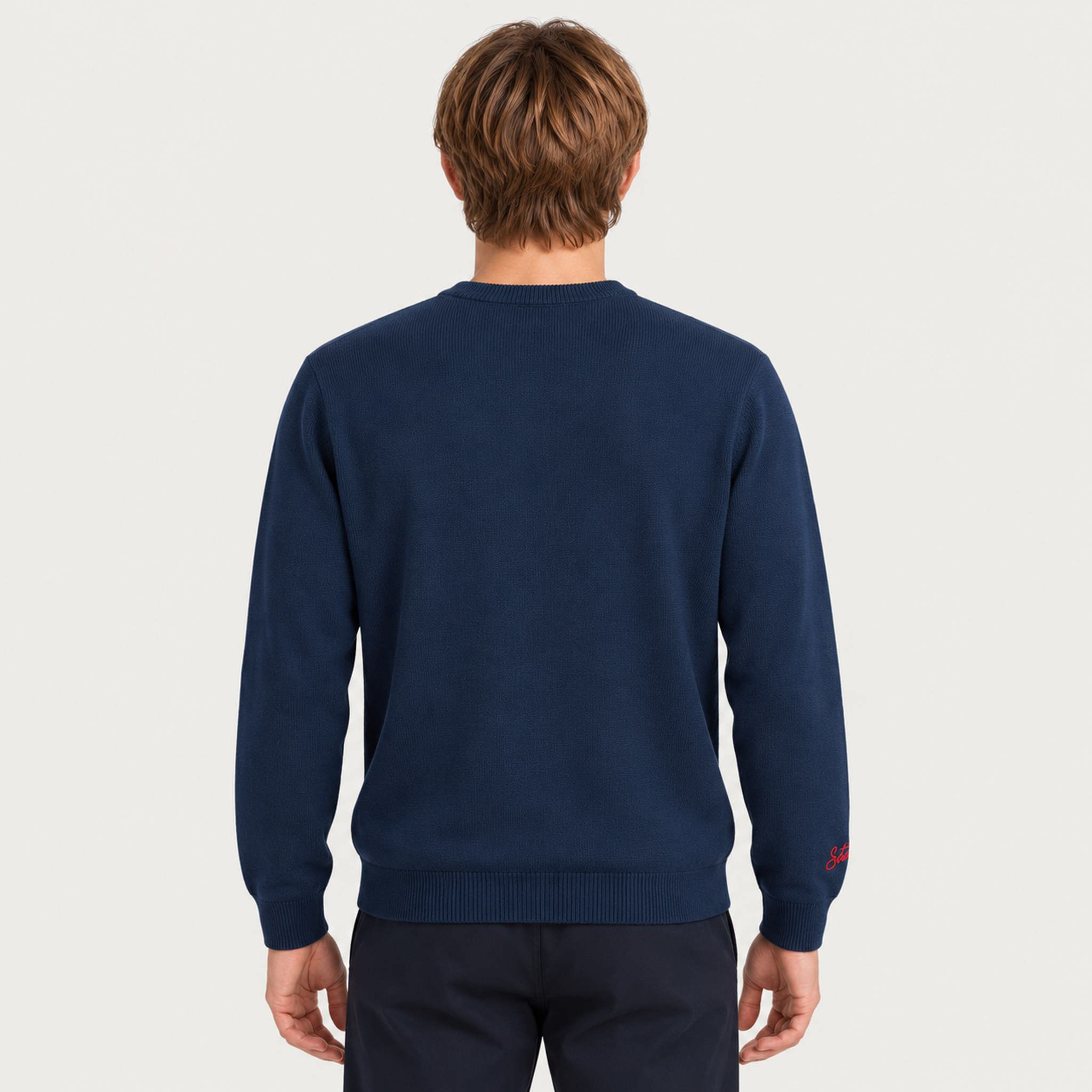 MC2 Saint Barth mens cortina ski jump sweater in navy - model back