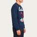 MC2 Saint Barth men's Cortina Ski Jump Sweater in Navy, model side.