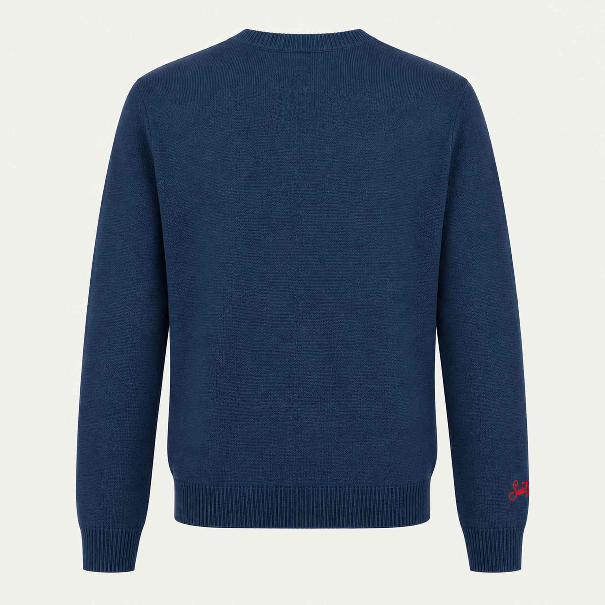 MC2 Saint Barth men's Cortina Ski Jump Sweater in Navy, back.