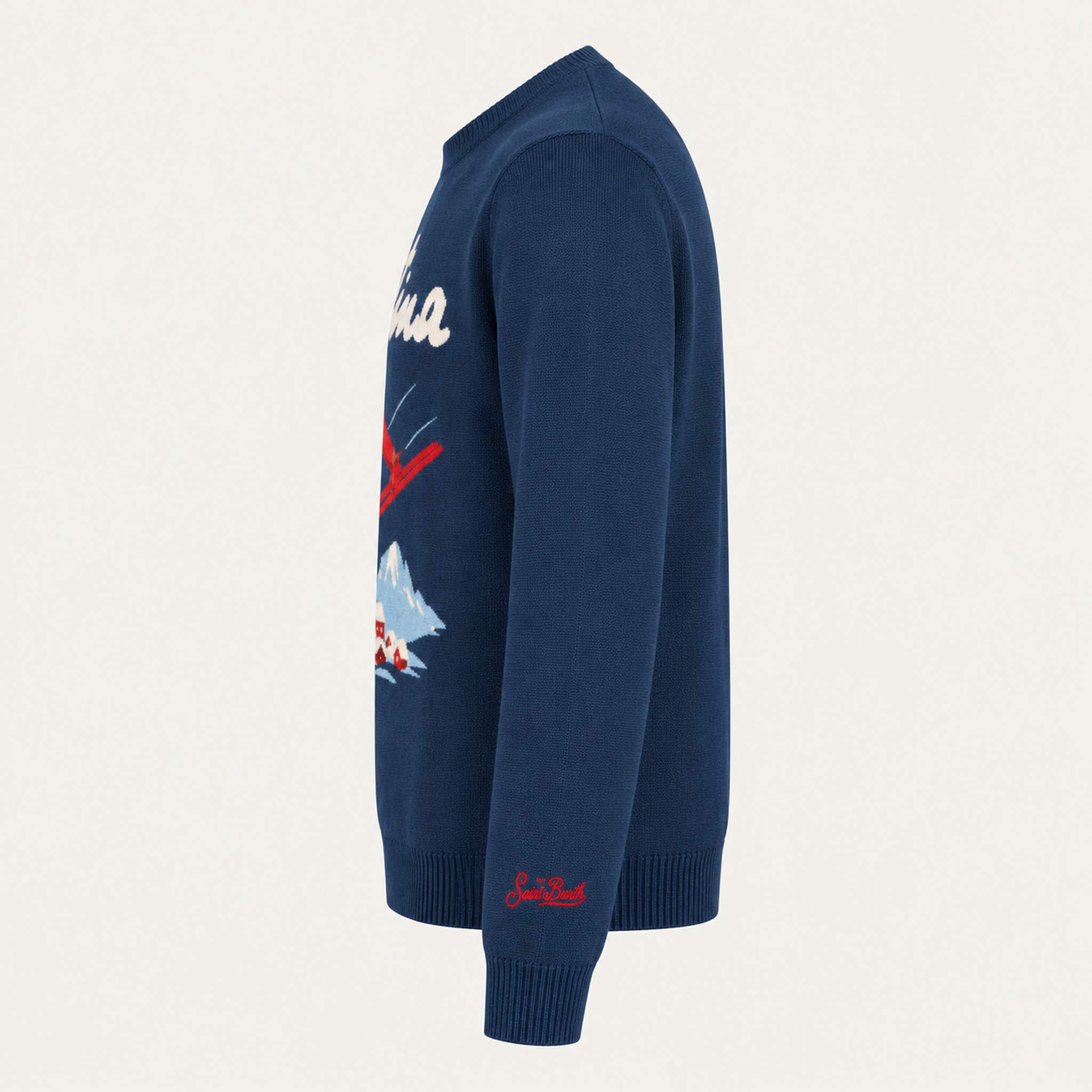 MC2 Saint Barth men's Cortina Ski Jump Sweater in Navy, side.