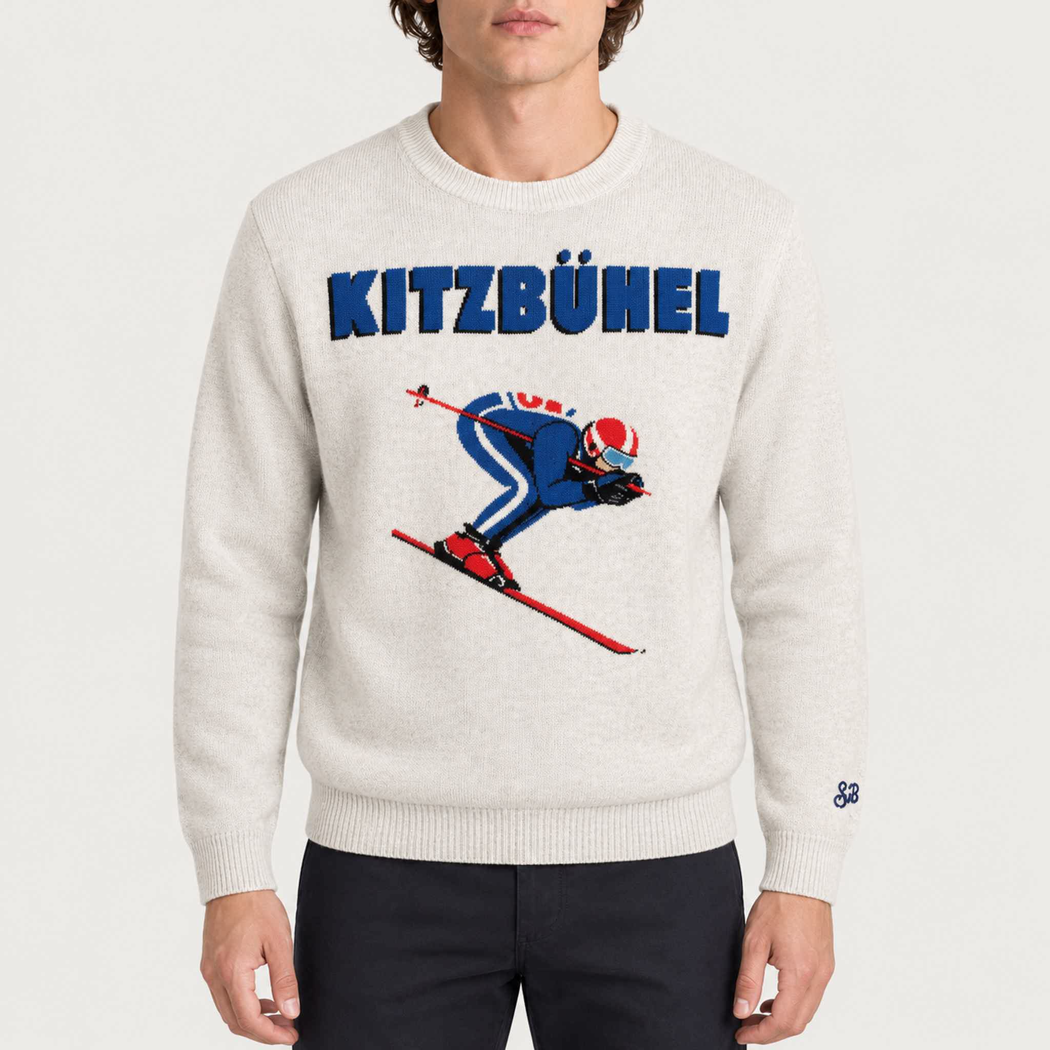 MC2 Saint Barth mens kitzbuhel skier sweater in white - model front
