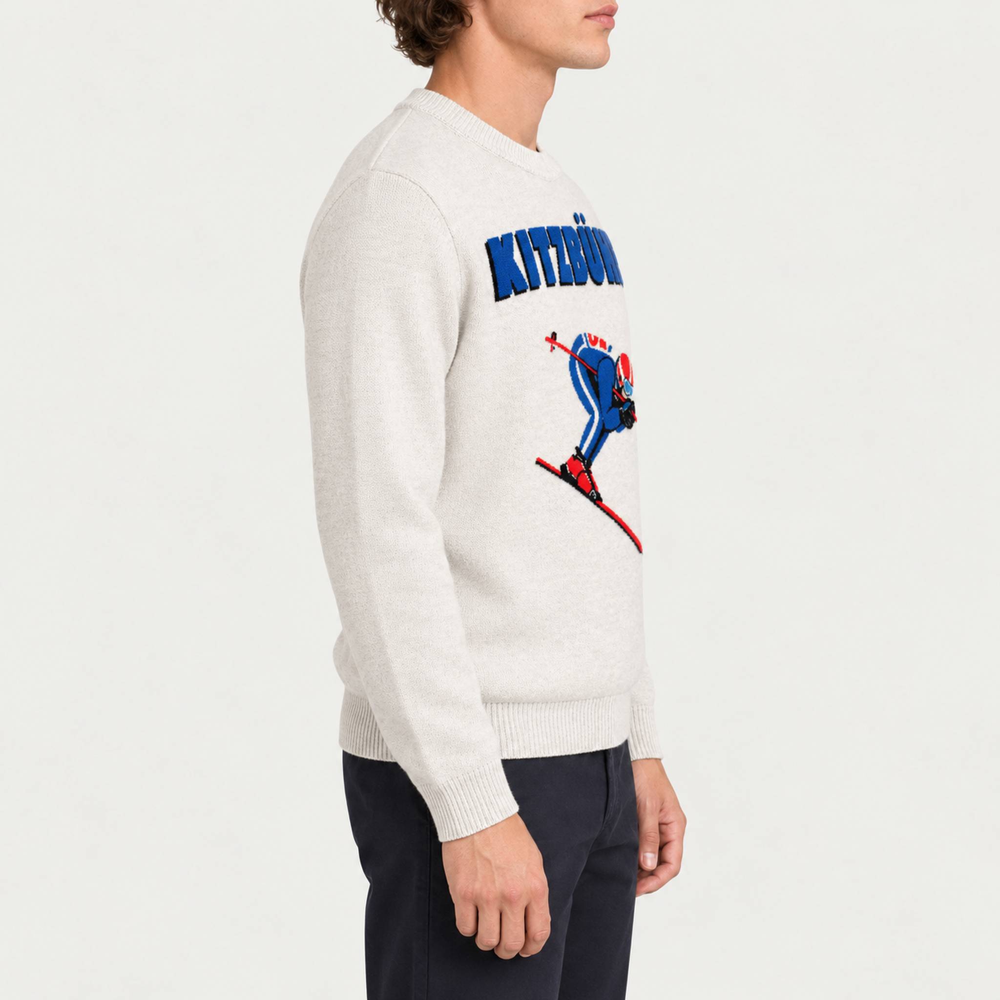 MC2 Saint Barth men's Kitzbuhel Skier Sweater, model side.