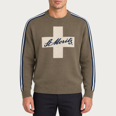 MC2 Saint Barth mens moritz cross sweater in green - model front