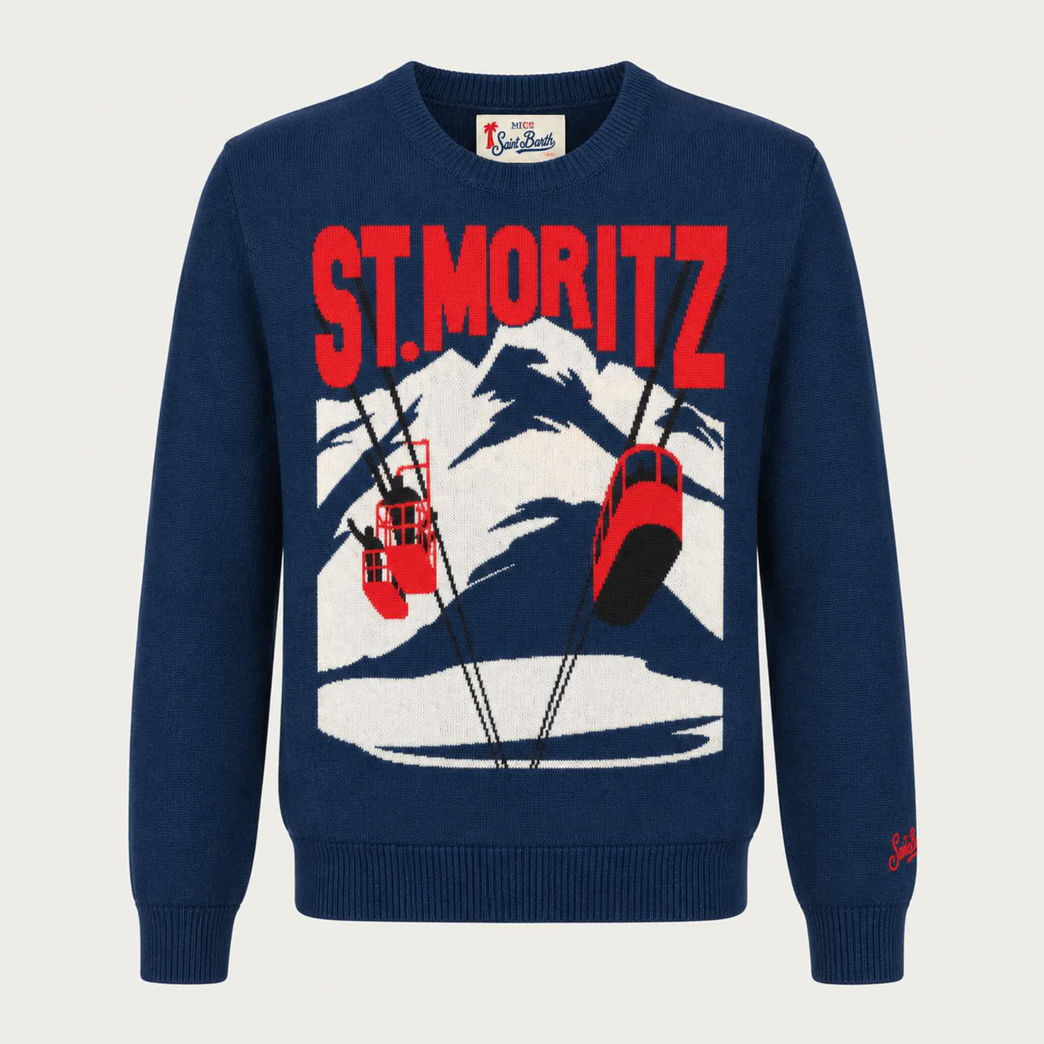 MC2 Saint Barth mens moritz postcard sweater in navy - product front