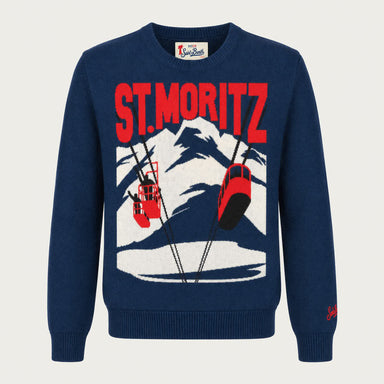 MC2 Saint Barth mens moritz postcard sweater in navy - product front