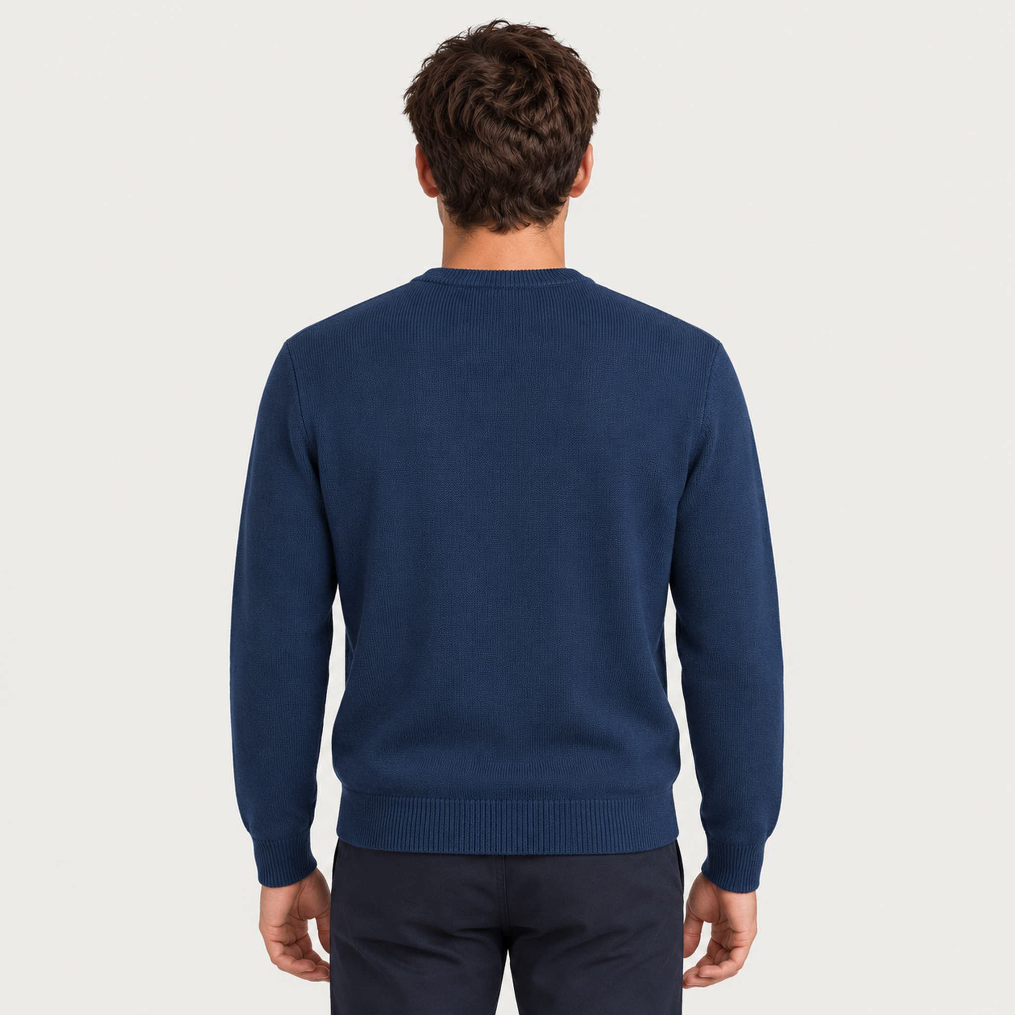 MC2 Saint Barth mens moritz postcard sweater in navy - model back