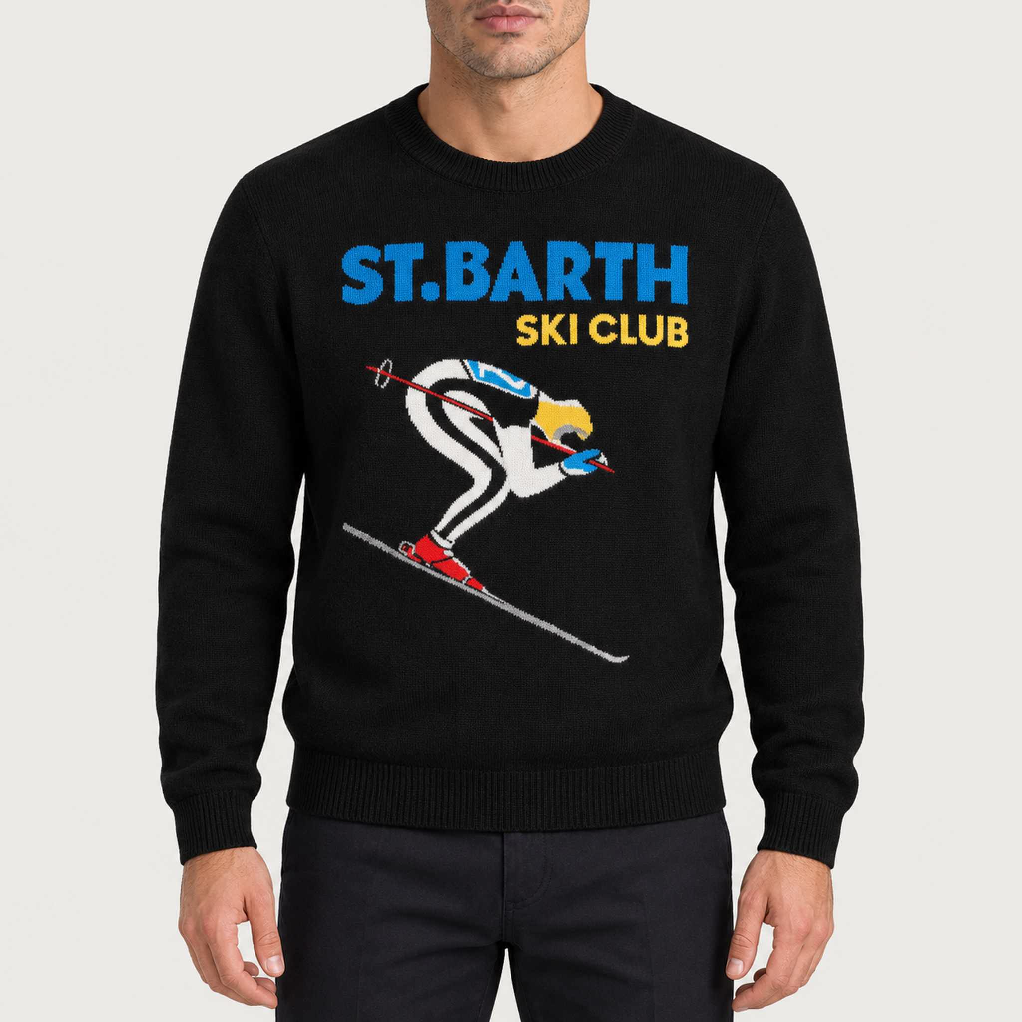 MC2 Saint Barth mens ski club sweater in black - model front