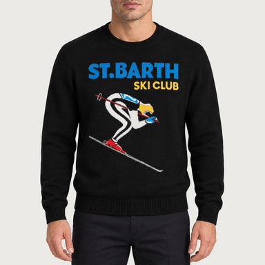 MC2 Saint Barth mens ski club sweater in black - model front