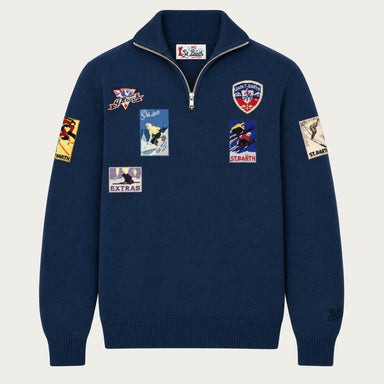 MC2 Saint Barth mens ski patch sweater in navy - product front