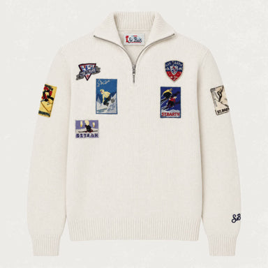 MC2 Saint Barth mens ski patch sweater in white - product front