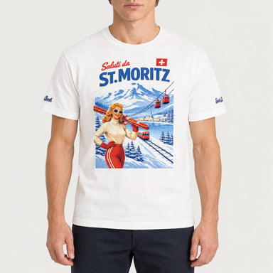 MC2 Saint Barth mens st moritz saluti t shirt in white - model front