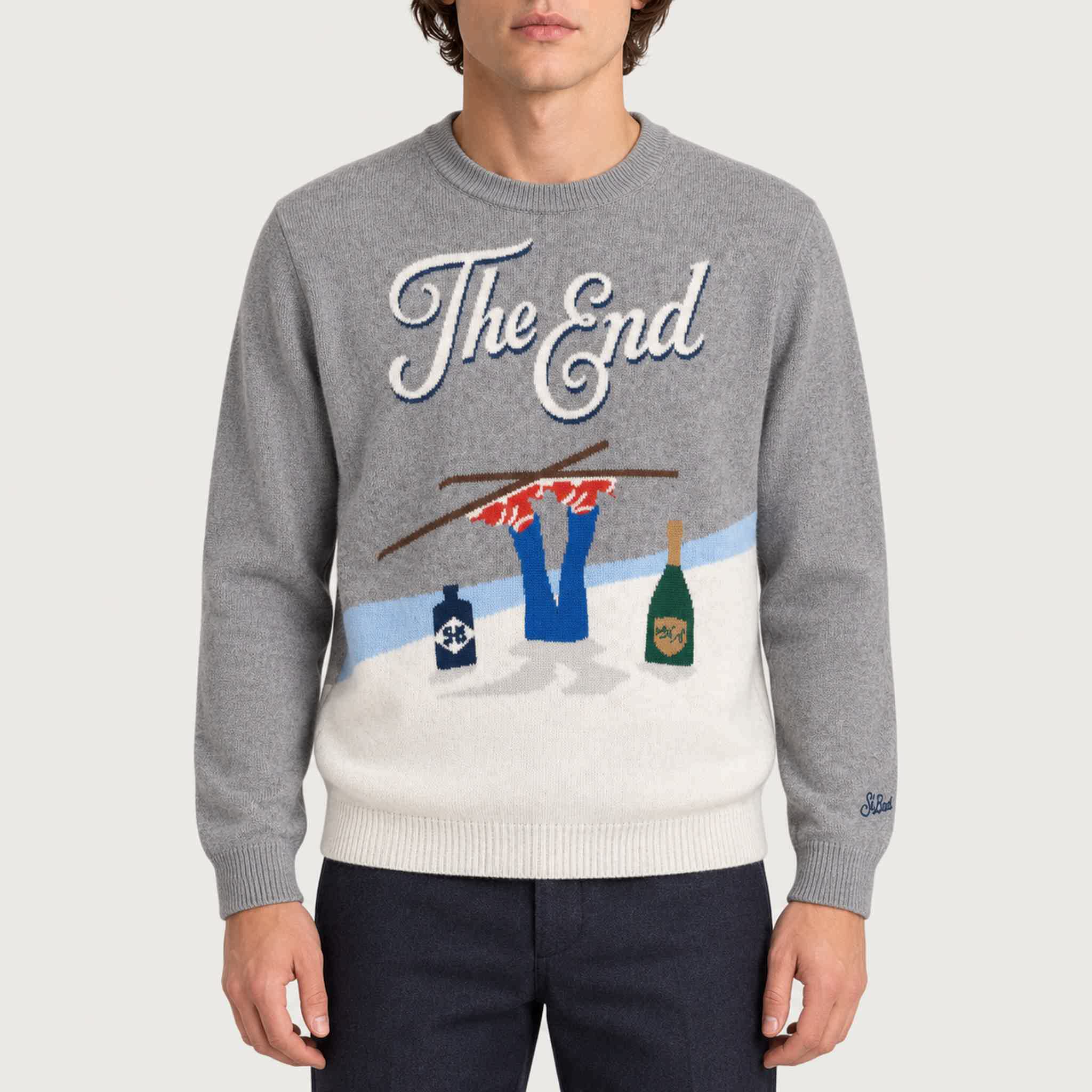 MC2 Saint Barth mens the end skier sweater in grey - model front