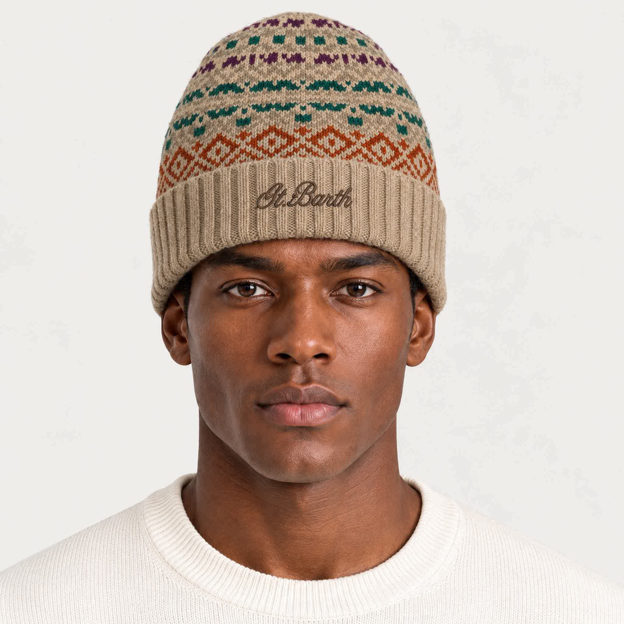MC2 Saint Barth unisex wengen nordic beanie in brown - male front