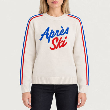 MC2 Saint Barth womens apres ski stripes sweater in white - model front