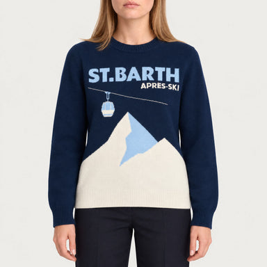 MC2 Saint Barth womens apres ski sweater in navy - model front